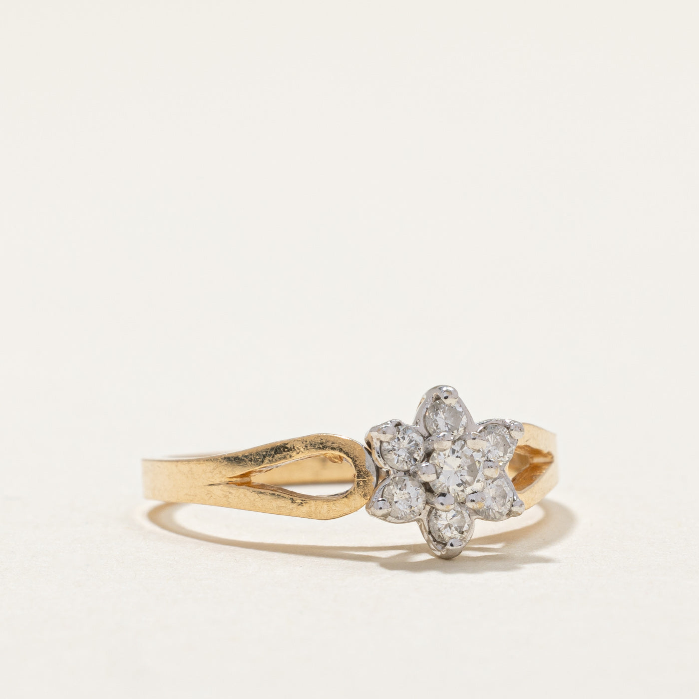 0.24ctw Diamond Cluster Petal Ring - Size 5.75 | Elegant Floral Engagement & Wedding Band | Perfect for Proposals, Anniversaries & Special Occasions
