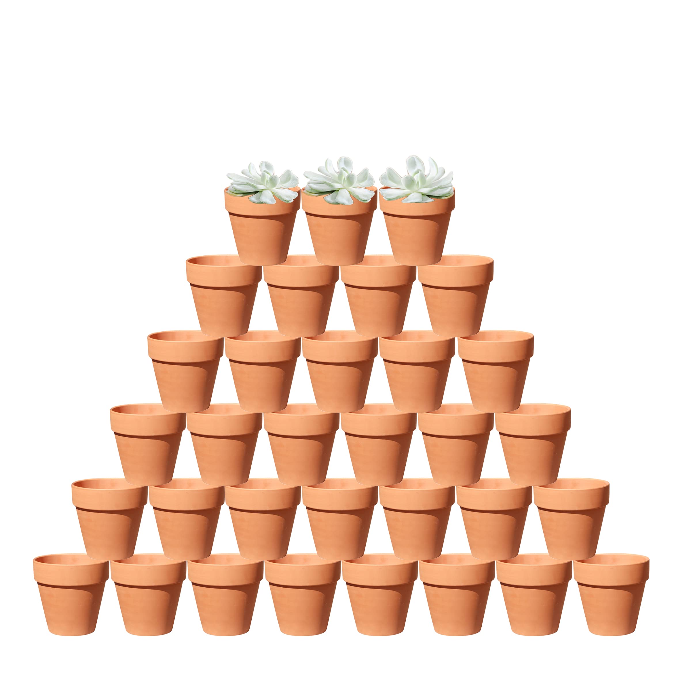 32 Mini 2.16-Inch Terra Cotta Flower Pots - Ceramic Clay Planters for Cacti, Succulents, Herbs & Small Plants | Wedding Favors, Bridal Shower Gifts, Home Decor & Garden Planting Accessories