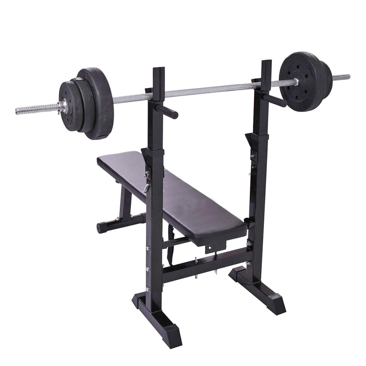 Adjustable Folding Barbell Rack & Weight Bench Set with Tilt Function - Home Gym Strength Training Equipment for Full Body Workout (Barbell Not Included) | Perfect for Small Spaces & Home Fitness Enthusiasts