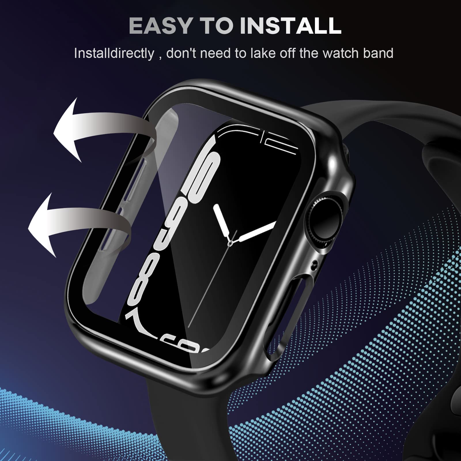 ORIbox Hard PC Case with Tempered Glass Screen Protector for Apple Watch Series 6/5/4/SE - Ultra-Thin HD Bumper Protective Cover (Black) - Perfect for Workouts, Outdoor Activities & Daily Use