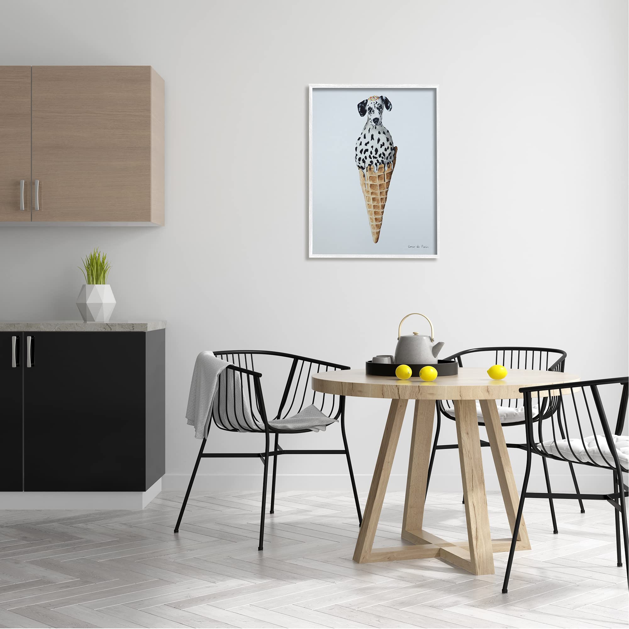 Stupell Industries Dalmatian Dog Ice Cream Scoop Waffle Cone - Fun Kitchen Decor for Ice Cream Lovers, Designed by Coco de Paris | Perfect for Home, Cafe & Ice Cream Shop Decorations