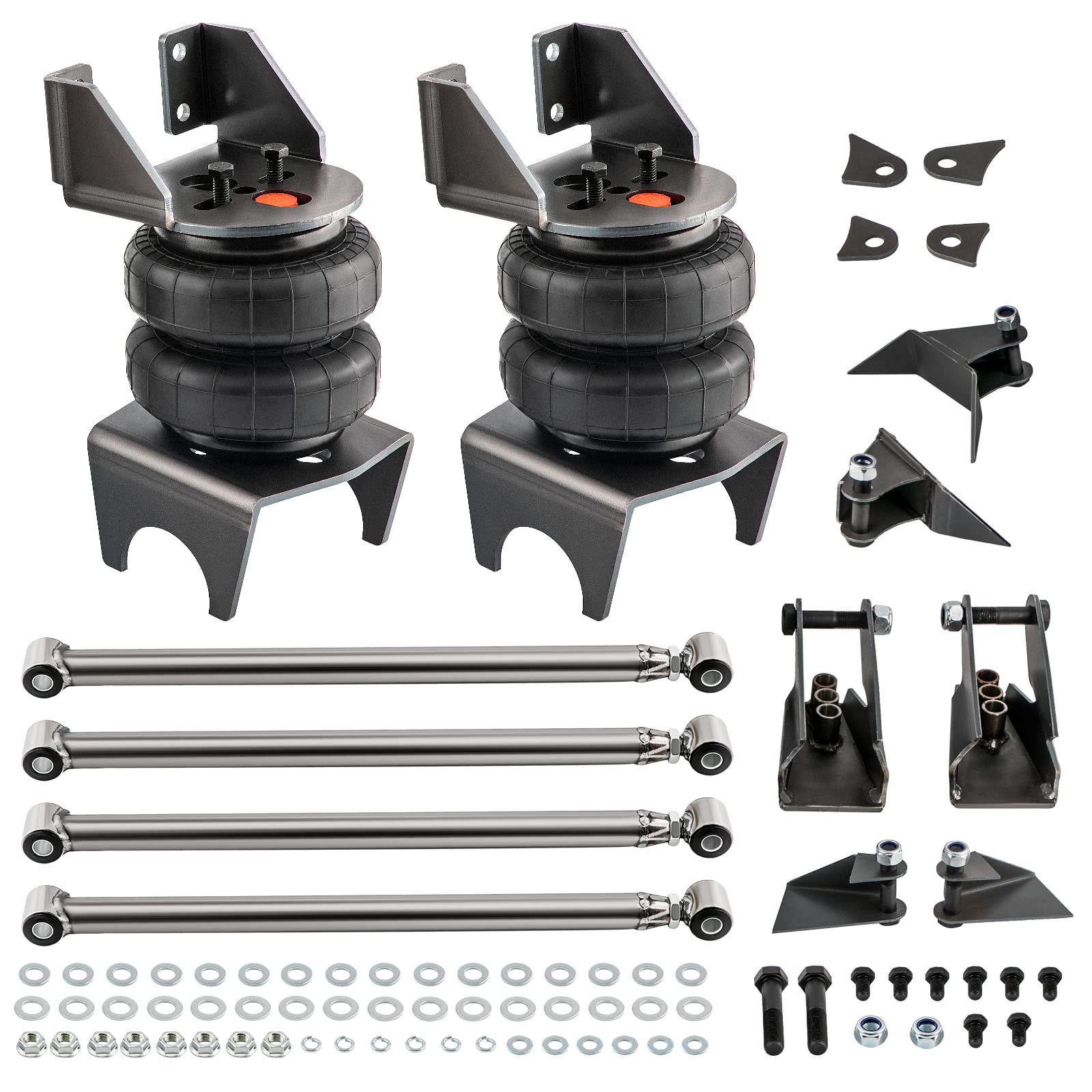 maXpeedingrods Triangulated 4 Link Suspension Kit & 5000lbs Air Suspension Bags - Universal Truck Suspension Upgrade for Cab Chassis, Hotrod, Ratrod - Perfect for Off-Roading, Towing & Performance Driving