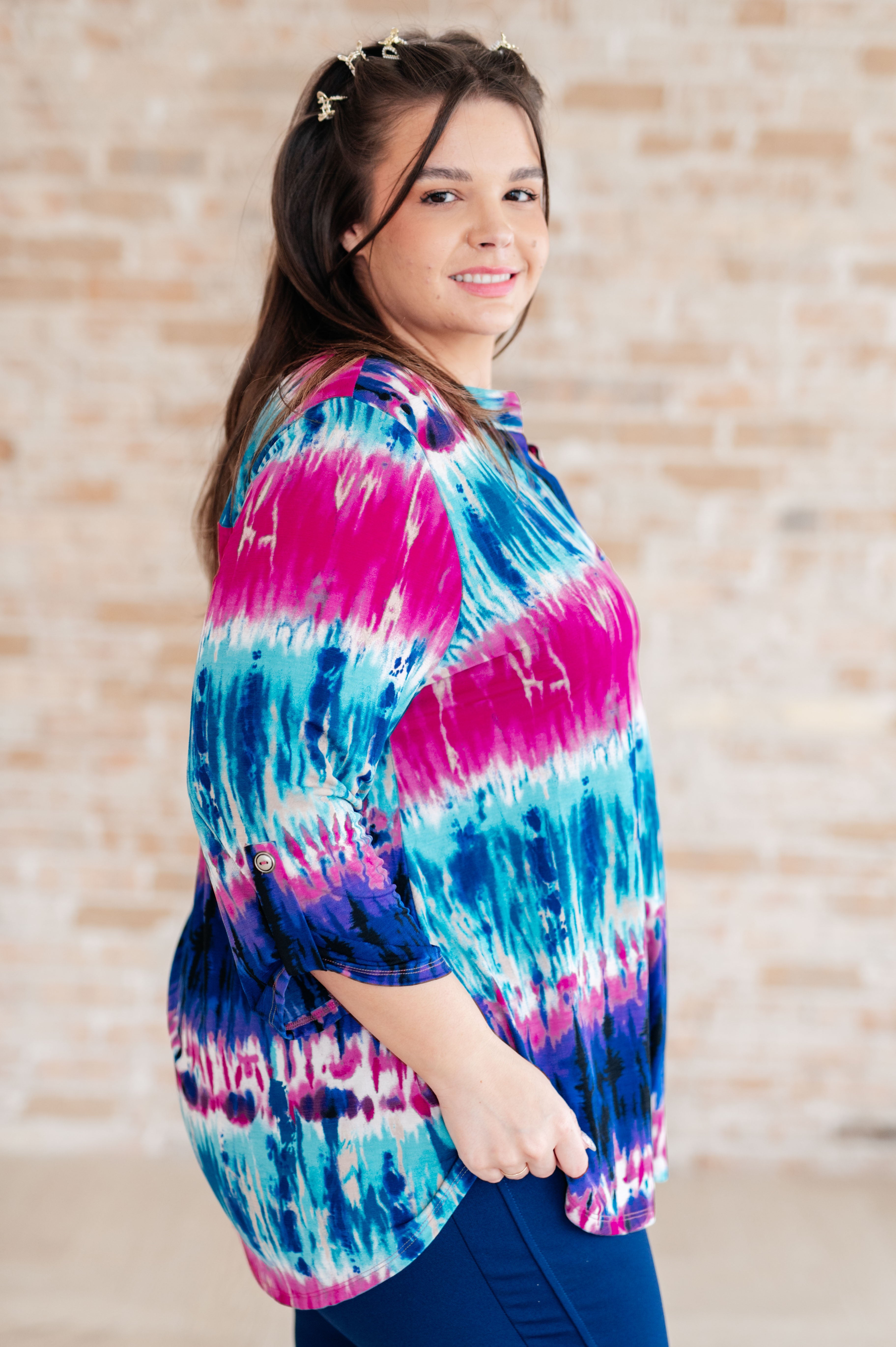 Lizzy Tie Dye Women's Tops - Trendy Casual & Festival Wear for Summer Outfits, Beach Days & Music Events
