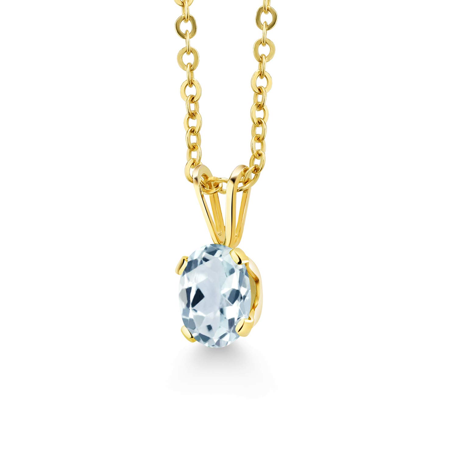 0.75 Ct Natural Sky Blue Aquamarine Pendant Necklace - 18K Yellow Gold Plated Sterling Silver with Chain - Elegant Jewelry Gift for Women, Perfect for Weddings, Anniversaries & Special Occasions