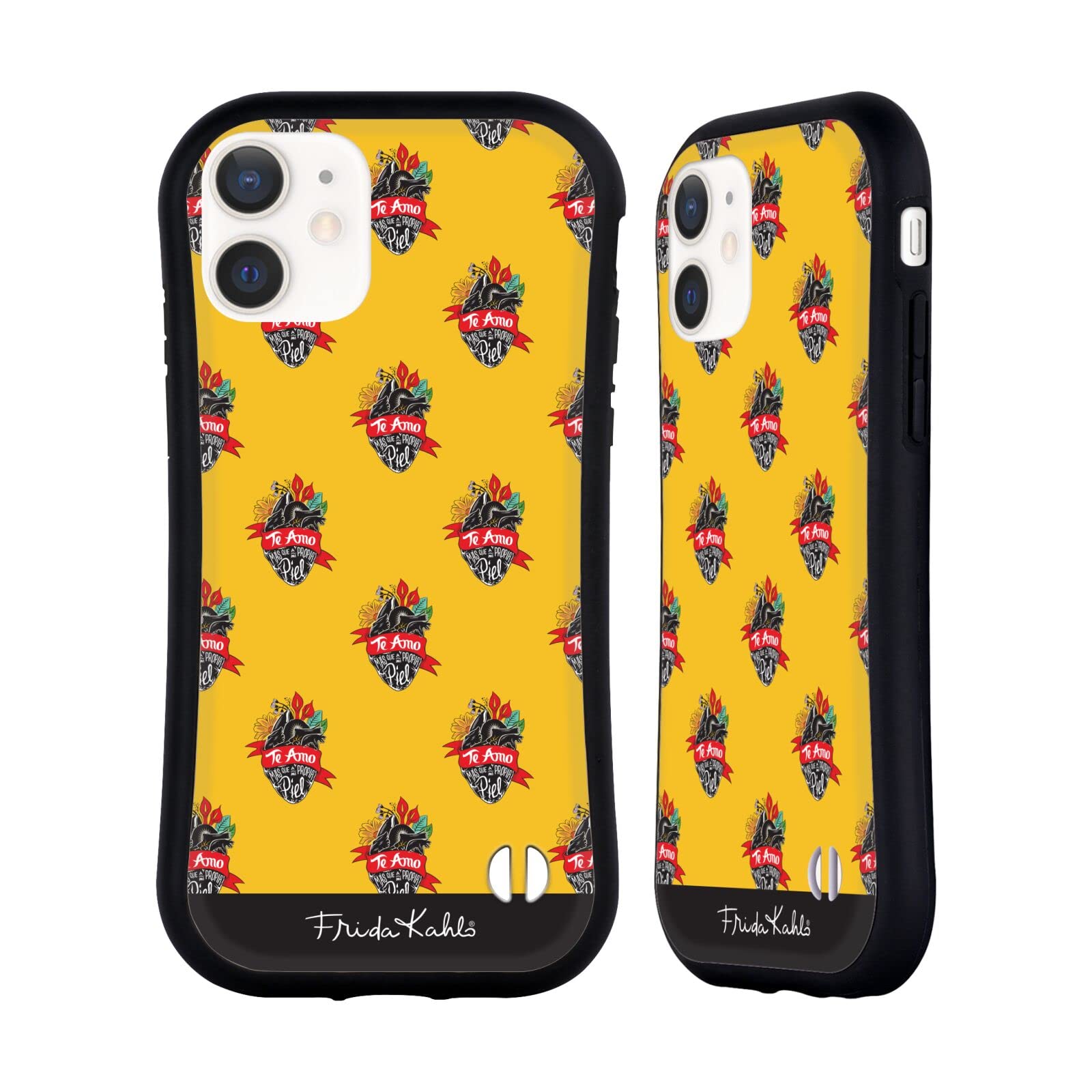 Frida Kahlo Heart Pattern iPhone 12 Mini Case - Officially Licensed Hybrid Phone Cover by Head Case Designs | Perfect Gift for Art Lovers & Frida Kahlo Fans