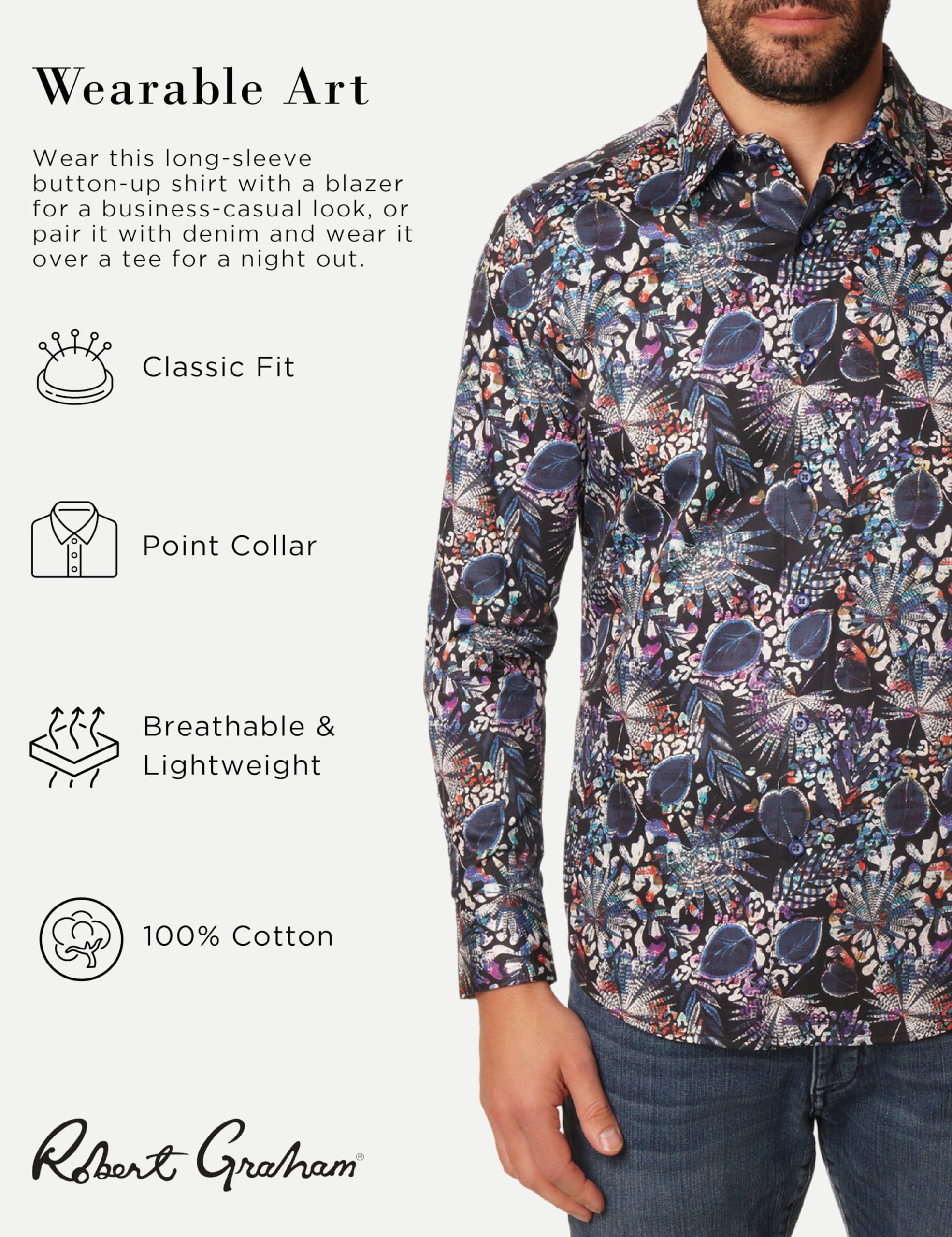 Robert Graham Men's Fowler Long-Sleeve Button-Down Shirt | Premium Cotton Dress Shirt for Business & Casual Wear | Office, Date Night & Special Occasions