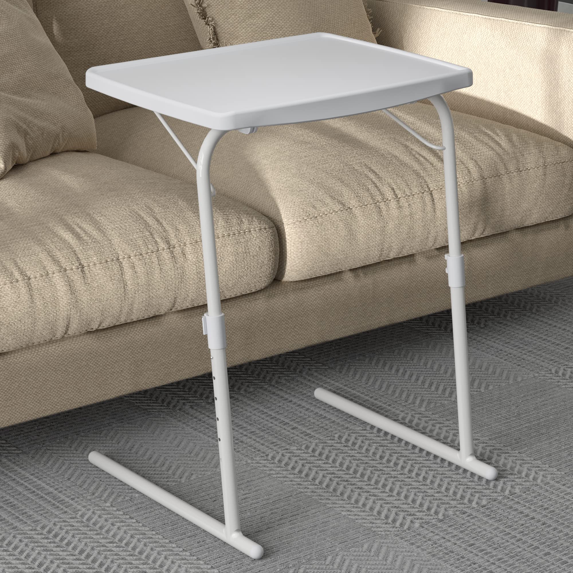 Allpop Max Adjustable TV Tray Table - Large Folding Laptop Stand with 6 Height Settings & 3 Angle Tilts - Perfect for Eating, Working & Watching TV in Bed or on Couch (White) - Ideal for Home Office, Dorm Room & Small Space Living