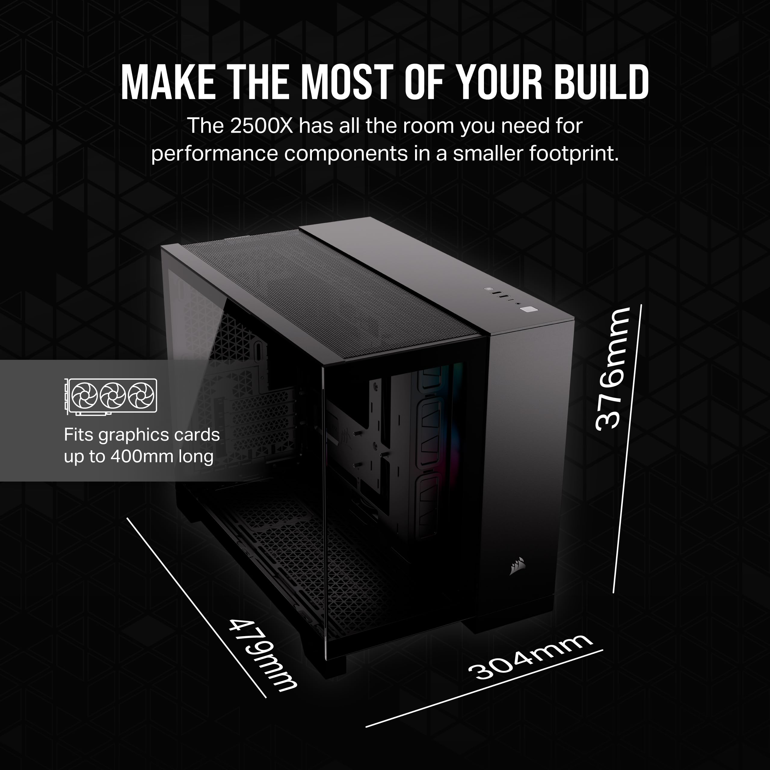 CORSAIR iCUE LINK 2500X RGB Small-Tower mATX Dual Chamber PC Case - Panoramic Tempered Glass - Reverse Connection Motherboard Compatible - 2x CORSAIR RX120 RGB Fans Included - Black | Gaming PC Build, Streaming Setup, Home Office Workstation