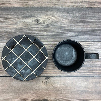 Premium Espresso Cup and Saucer Set - Japanese Ichimatsu Pattern Ceramic Coffee Cups for Home, Cafe & Office Use - Perfect for Espresso, Cappuccino & Latte