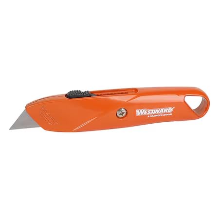 Retractable Utility Knife 6 Inch - Heavy Duty Safety Cutter with Ergonomic Grip for Box Opening, Package Cutting & DIY Projects - Orange