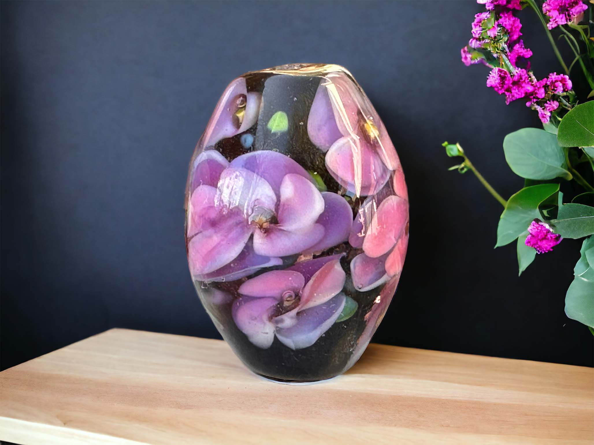 Handmade Purple Floral Lampwork Glass Focal Bead for Jewelry Making - Perfect for Necklaces, Bracelets & DIY Craft Projects