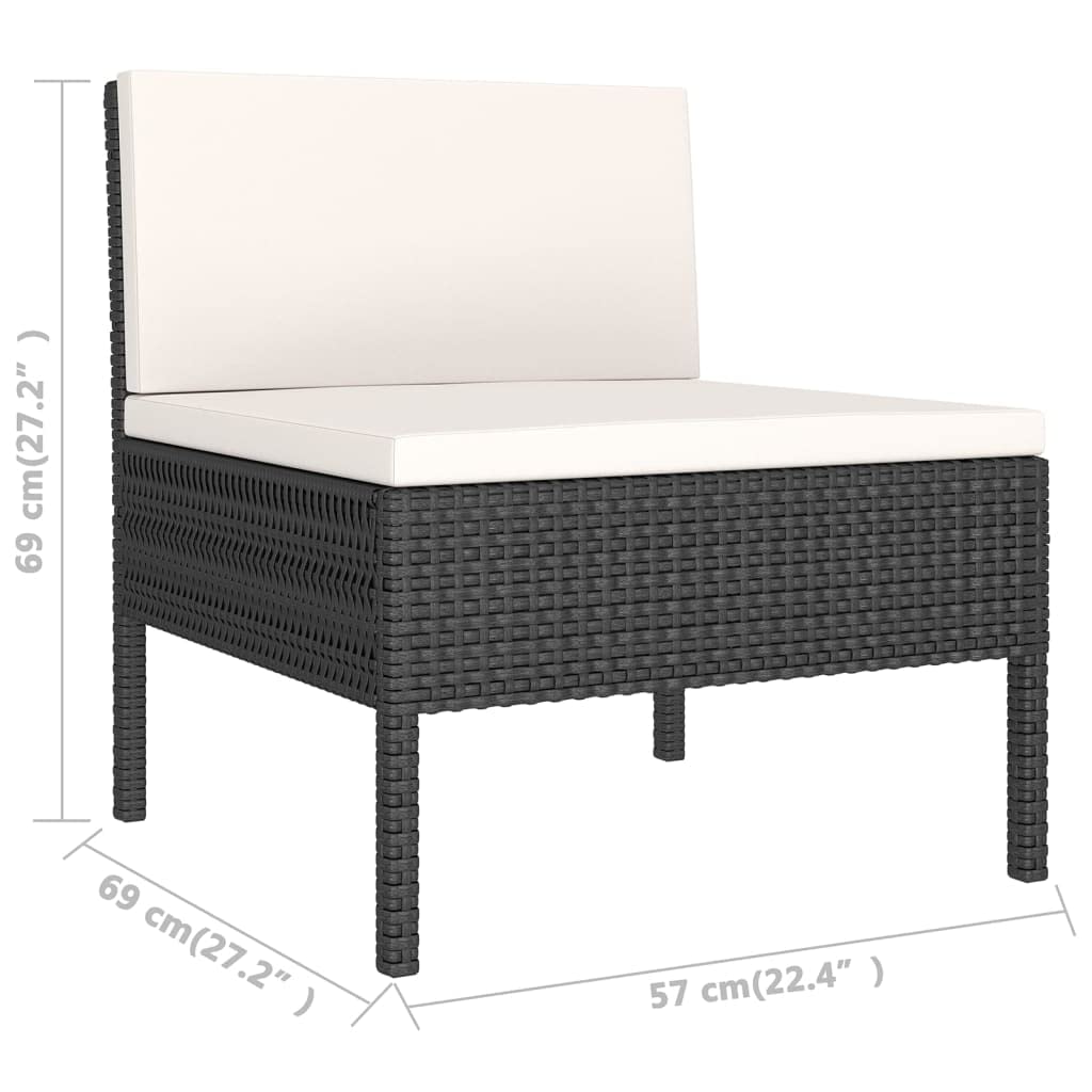 Weather-Resistant Black Poly Rattan Patio Lounge Set with Cushions - Modular Outdoor Furniture for Garden, Patio, Poolside & Backyard Relaxation | Easy-Clean & Durable Design for Entertaining Guests