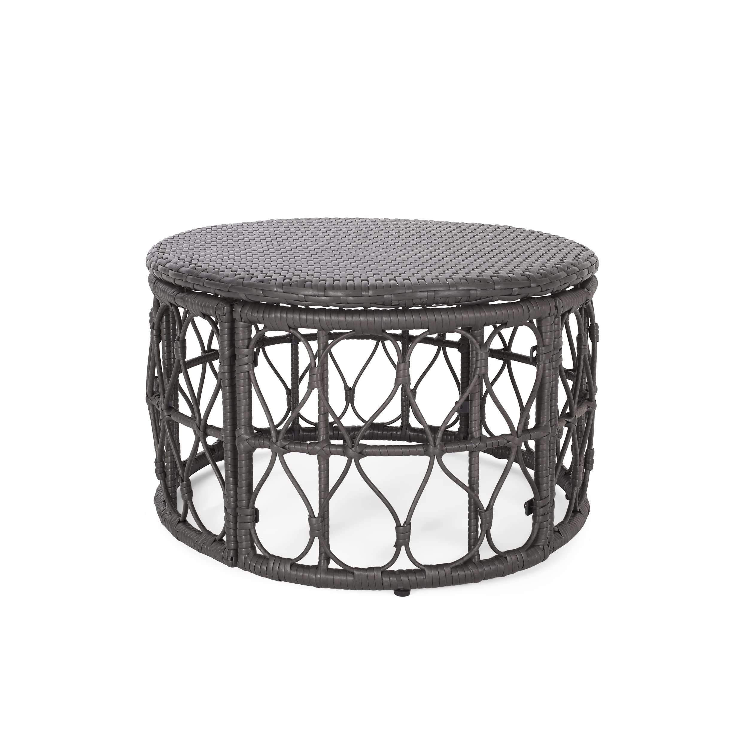 Christopher Knight Home Bruce Outdoor Coffee Table - Weather-Resistant Wicker - Gray - Perfect for Patio, Deck, and Garden Furniture