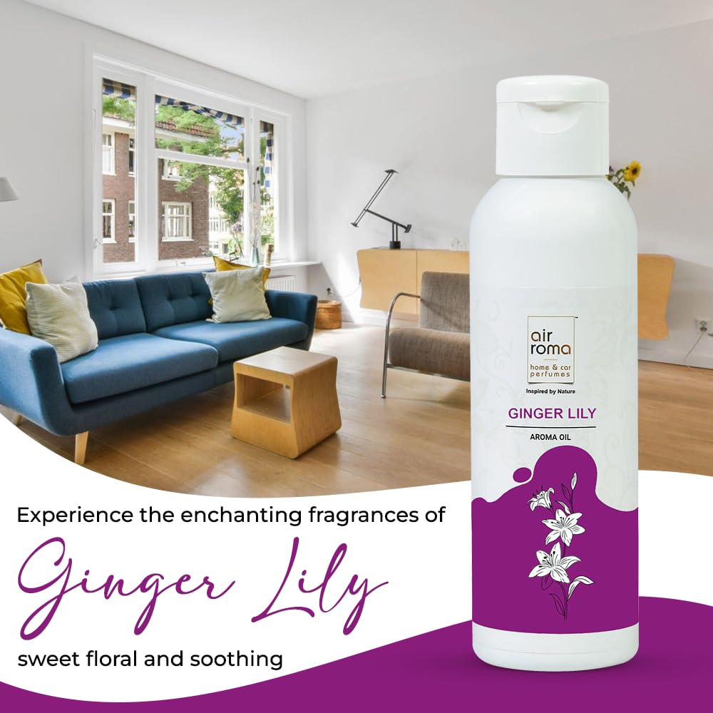 AIR-ROMA 100% Pure Ginger Lily Essential Oil (100ml) - Natural Aromatherapy Diffuser Oil for Home, Meditation & Focus - Perfect for Relaxation, Yoga & Stress Relief