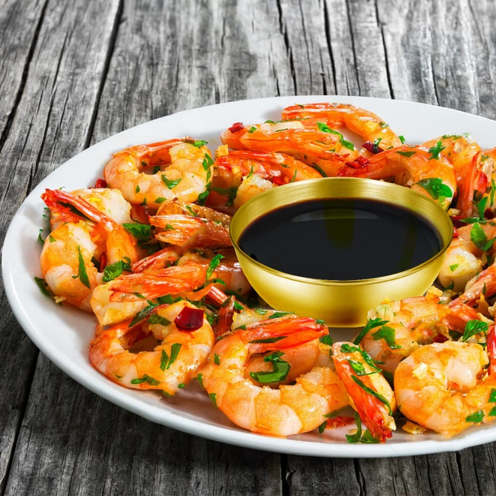 12 Pack 3.5 Inch Stainless Steel Mini Sauce Dishes - Small Round Individual Dipping Bowls for Sushi, Appetizers, Seasoning & Condiments | Perfect for Restaurants, Parties & Home Dining (Golden)