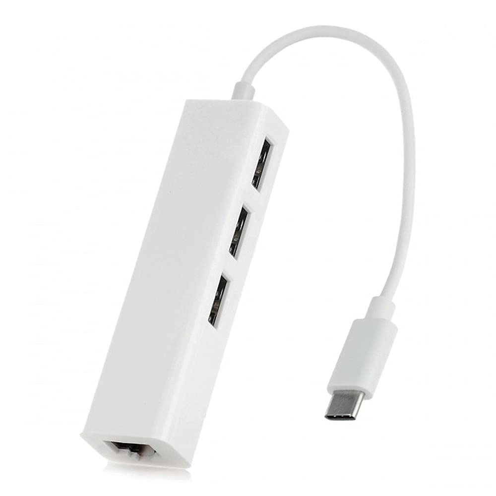 JSER USB-C 3-Port Hub with Ethernet Adapter for Laptop & Desktop