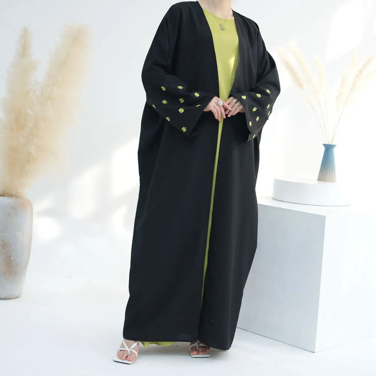 Elegant Embroidered Open Front Cardigan Abaya Dress #24730 - Perfect for Casual Wear, Prayer Dresses & Special Occasions