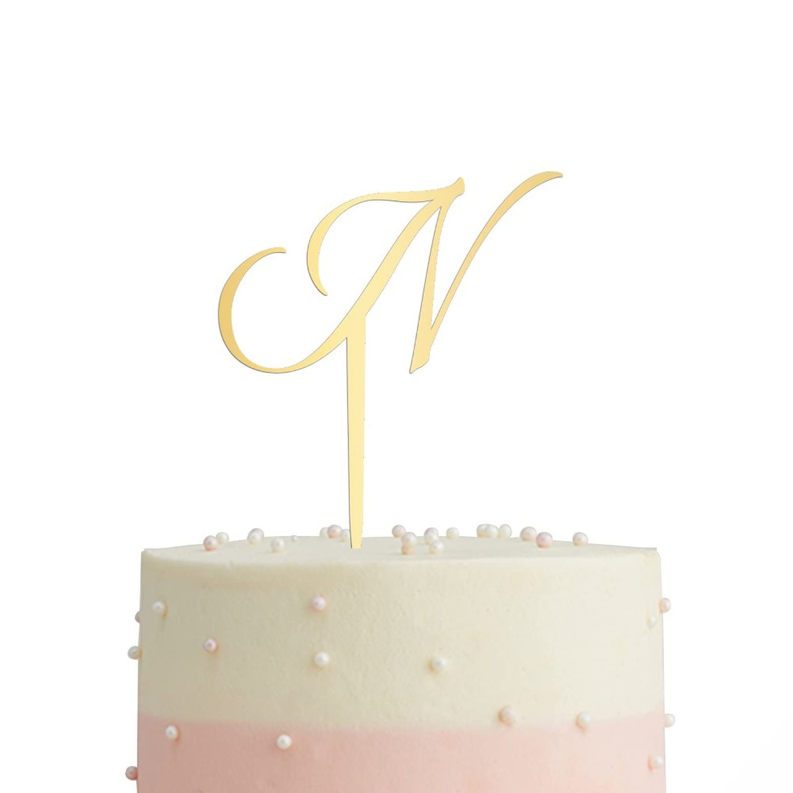 Personalized Acrylic Glitter Gold Letter N Cake Topper - Rustic Wedding, Anniversary, Engagement Party Decor - Perfect for Custom Cakes, Cupcakes & Desserts