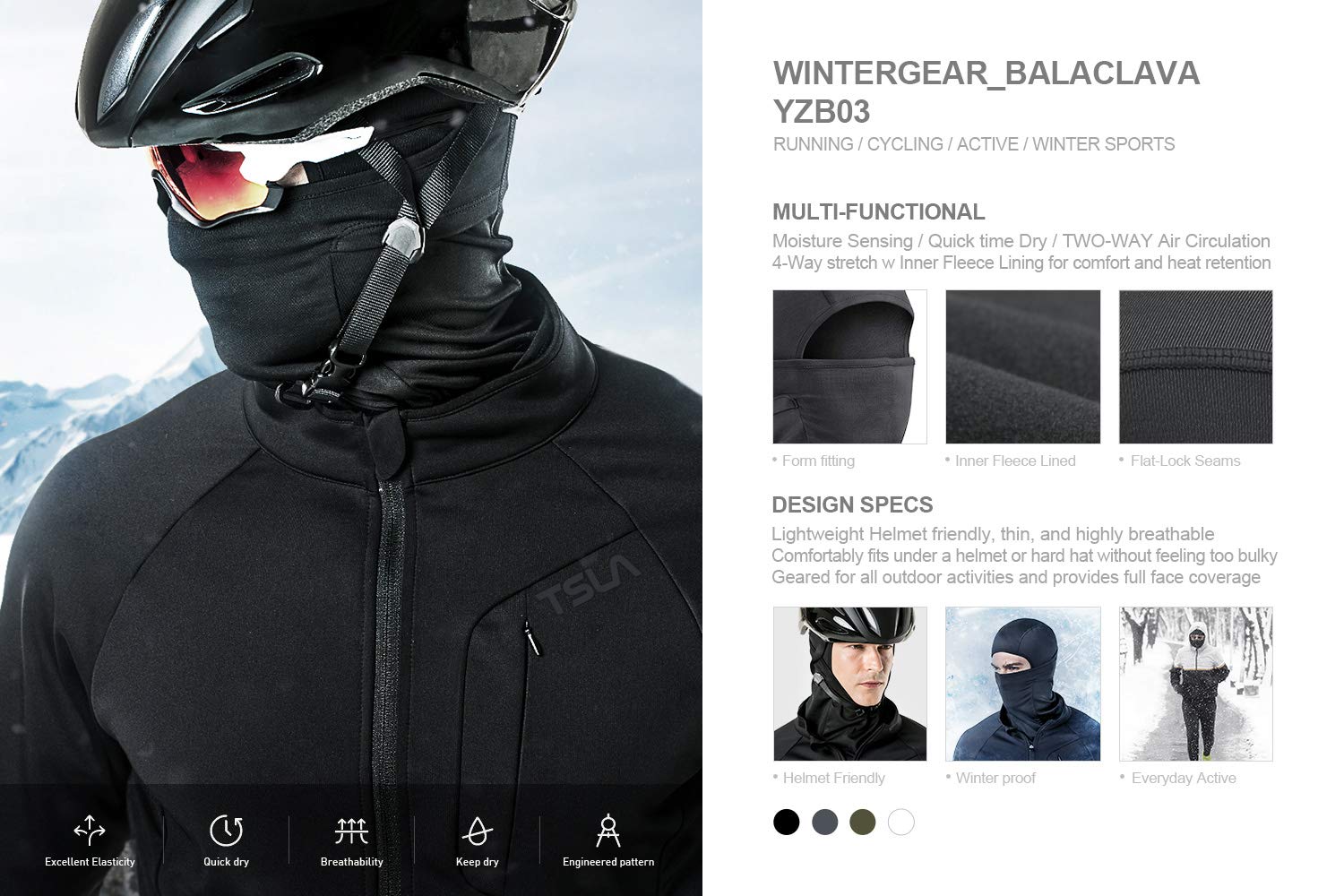 TSLA Thermal Winter Balaclava Face Mask - Fleece Lined UV Protection Ski Mask & Windproof Neck Gaiter for Men Women - Perfect for Skiing, Snowboarding, Motorcycling & Outdoor Winter Activities