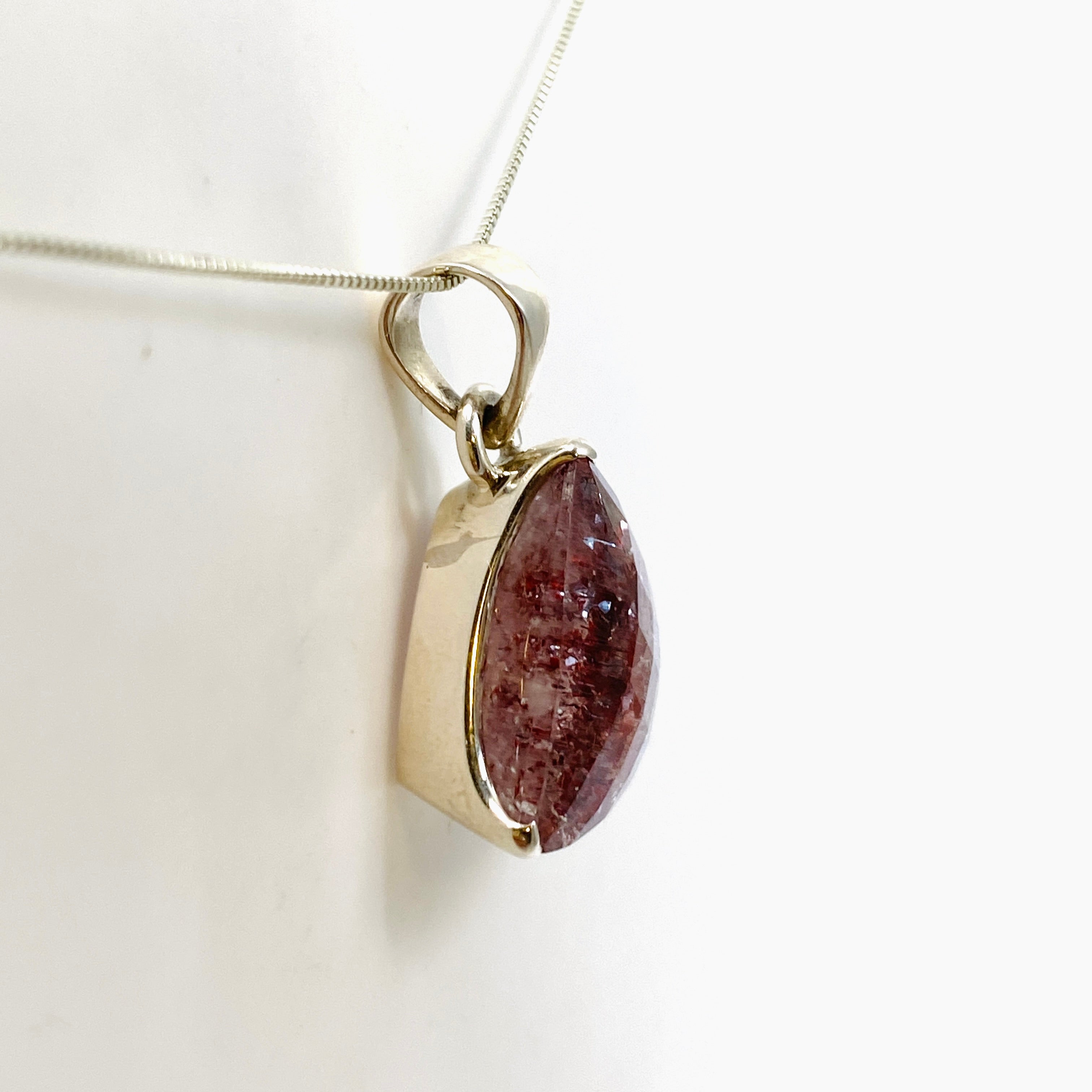 Lepidicrocite in Quartz Faceted Triangular Pendant Necklace - Natural Crystal Jewelry for Healing & Energy Work - Perfect for Meditation, Reiki & Spiritual Gifts