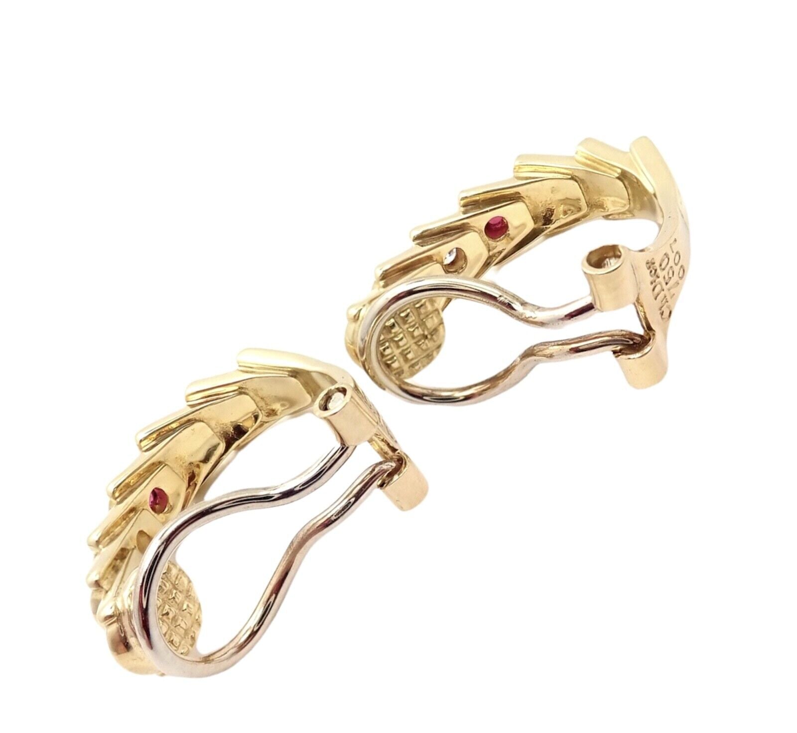 Authentic Christian Dior 18k Yellow Gold Diamond Ruby Earrings - Luxury Jewelry for Women, Perfect for Weddings, Parties & Special Occasions
