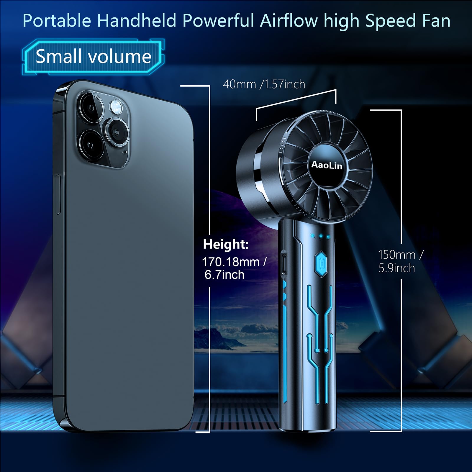 2 Pack Portable Handheld Fan - USB Rechargeable Mini Neck Fan with 4 Speeds & Lanyard, High Speed Motor Lasts 4-16 Hours - Perfect for Summer Outdoor Travel, Sports, Office, Kids & Women (Great Gift Idea)