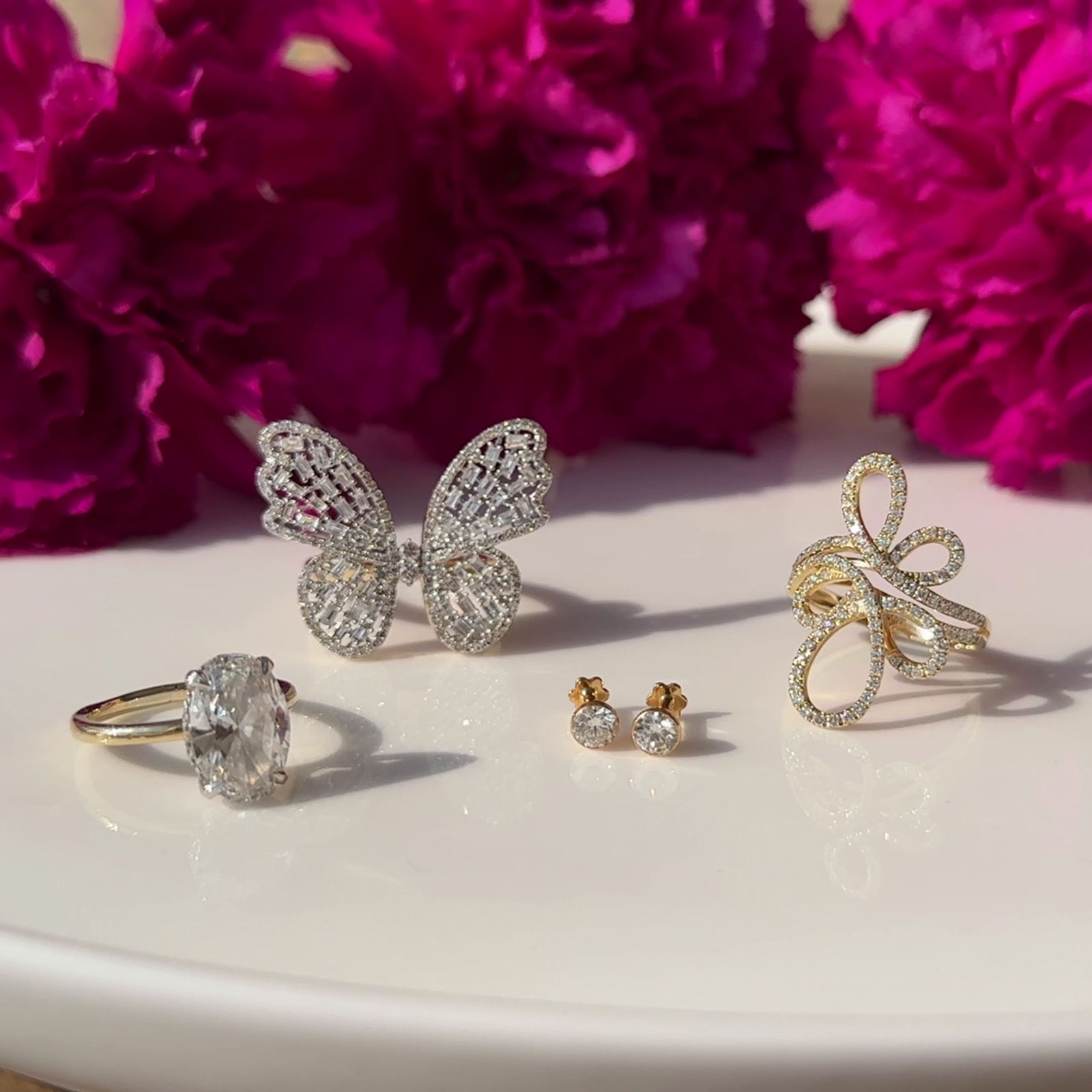 14K Yellow Gold Baguette Diamond Butterfly Ring for Women - Elegant Jewelry Gift for Birthday, Anniversary & Special Occasions