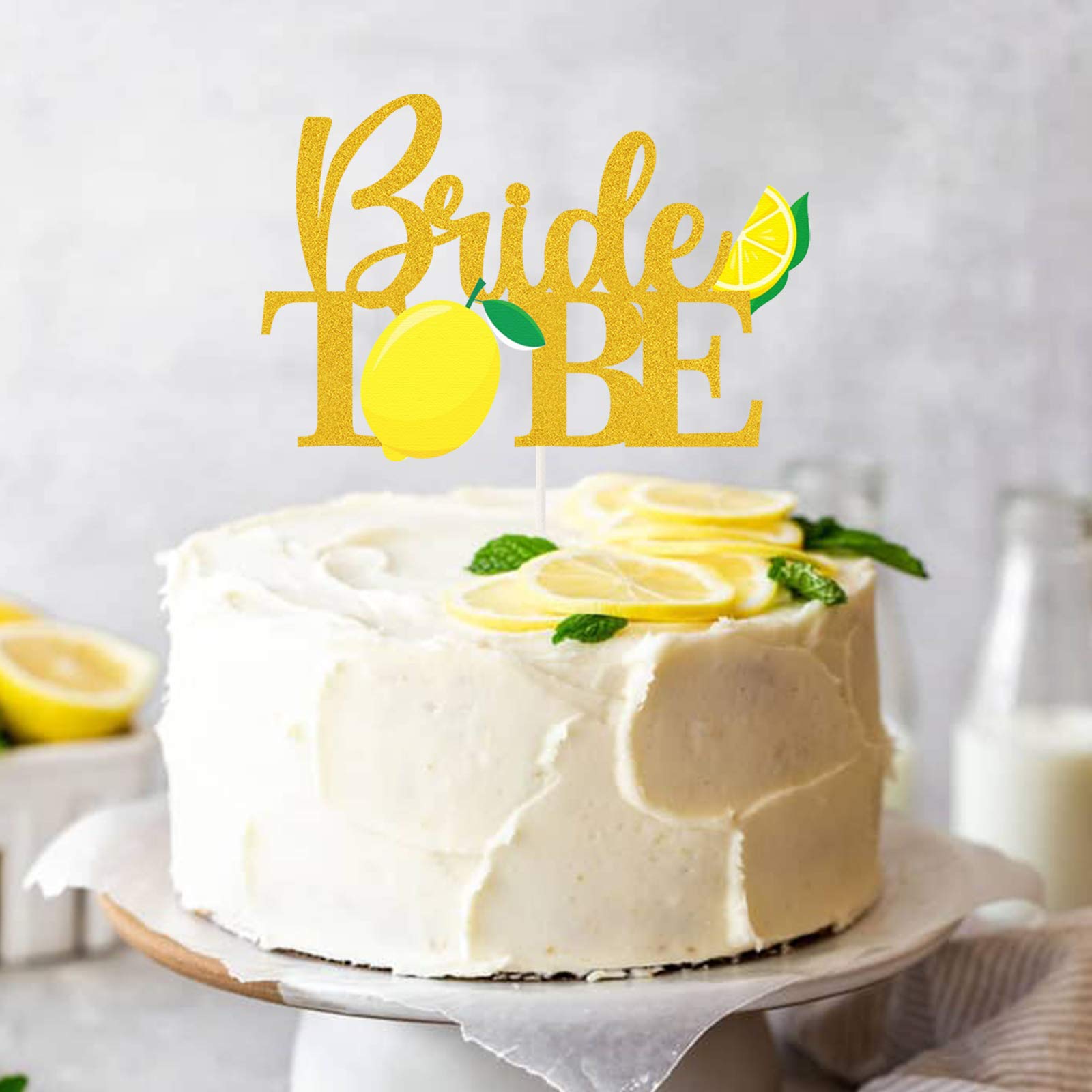Gold Glitter Lemon Bride to Be Cake Topper - Elegant Bridal & Bachelorette Cake Decorations for Wedding Showers, Bridal Parties & Celebrations - Perfect for Wedding Cakes, Dessert Tables & Special Occasions