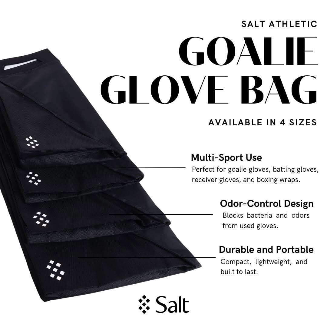 Premium Smell-Proof Glove Bag - Large Odor Containing Storage for Sports, Gym & Work Gloves - Water-Resistant, Durable & Easy to Clean - Black (Ideal for Hockey, Baseball, Boxing & Workout Gear)