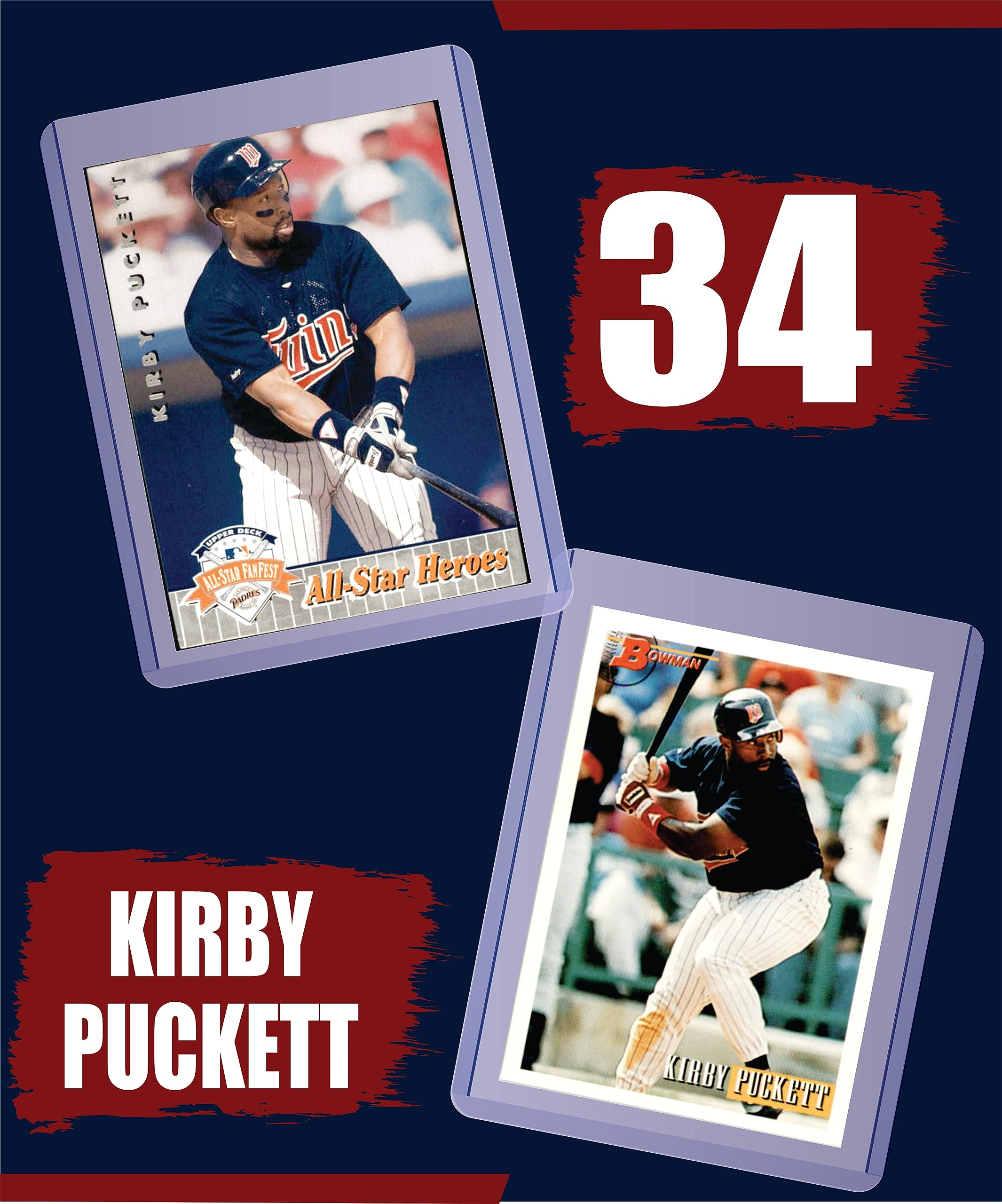 Kirby Puckett Minnesota Twins Baseball Cards (5-Pack) - Collectible Sports Memorabilia for Fans & Gift Giving - Perfect for Display, Trading, and Baseball Enthusiasts