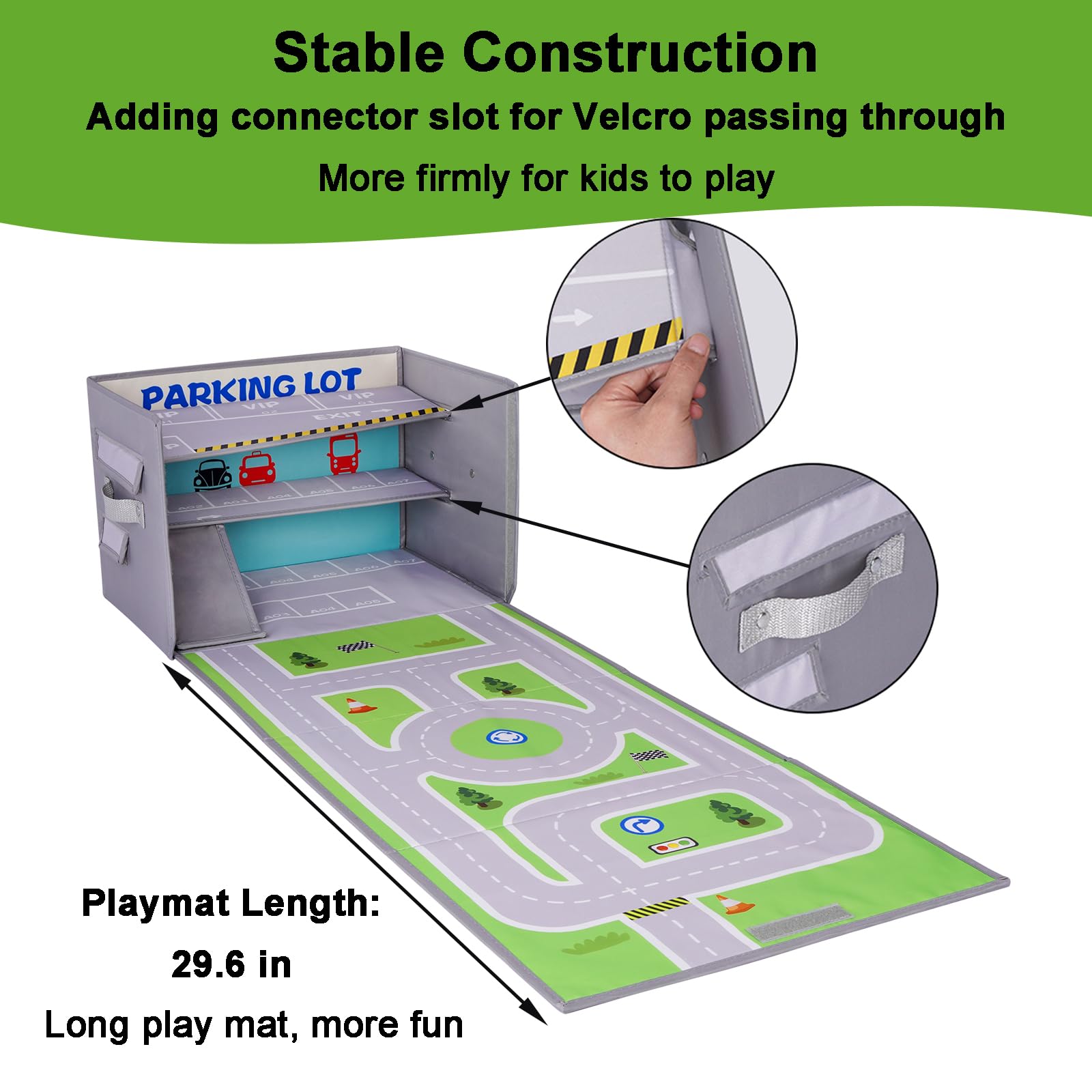 Livememory Toy Car Storage Box & Garage Playset with Rug Play Mat - Organize & Store Toy Cars - Perfect for Kids' Room, Playroom & Travel (Cars Not Included)
