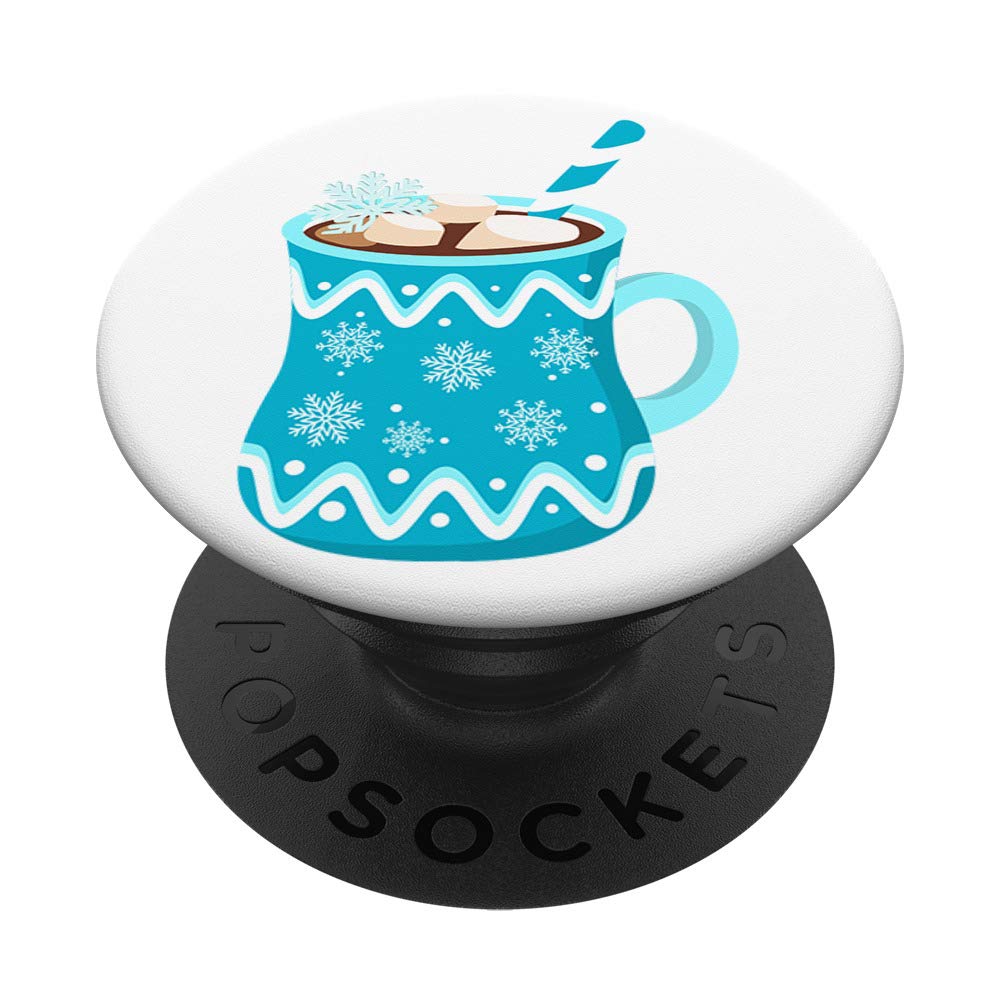 Premium Marshmallows & Snowflake Hot Cocoa Mug Set - Insulated Winter Travel Tumbler with Swappable PopGrip for Popsockets - Perfect for Christmas Gifts, Cozy Nights & Hot Drink Lovers