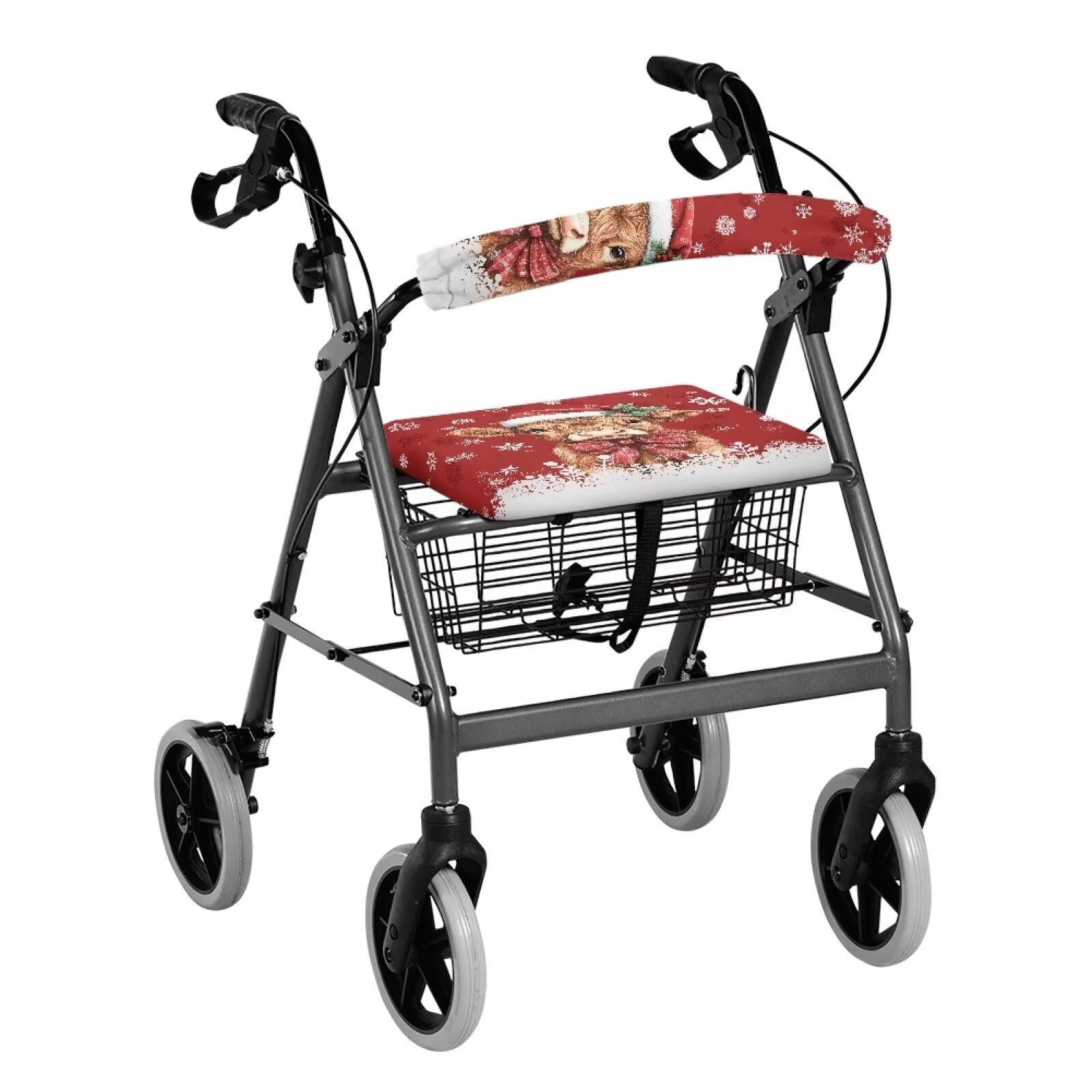 Yak Snowflakes Rollator Walker Accessories - Elastic Band Covers, Soft & Breathable Seat Cushion for Seniors | Ideal for Elderly Mobility, Walking Assistance & Comfortable Seating at Home or Outdoors