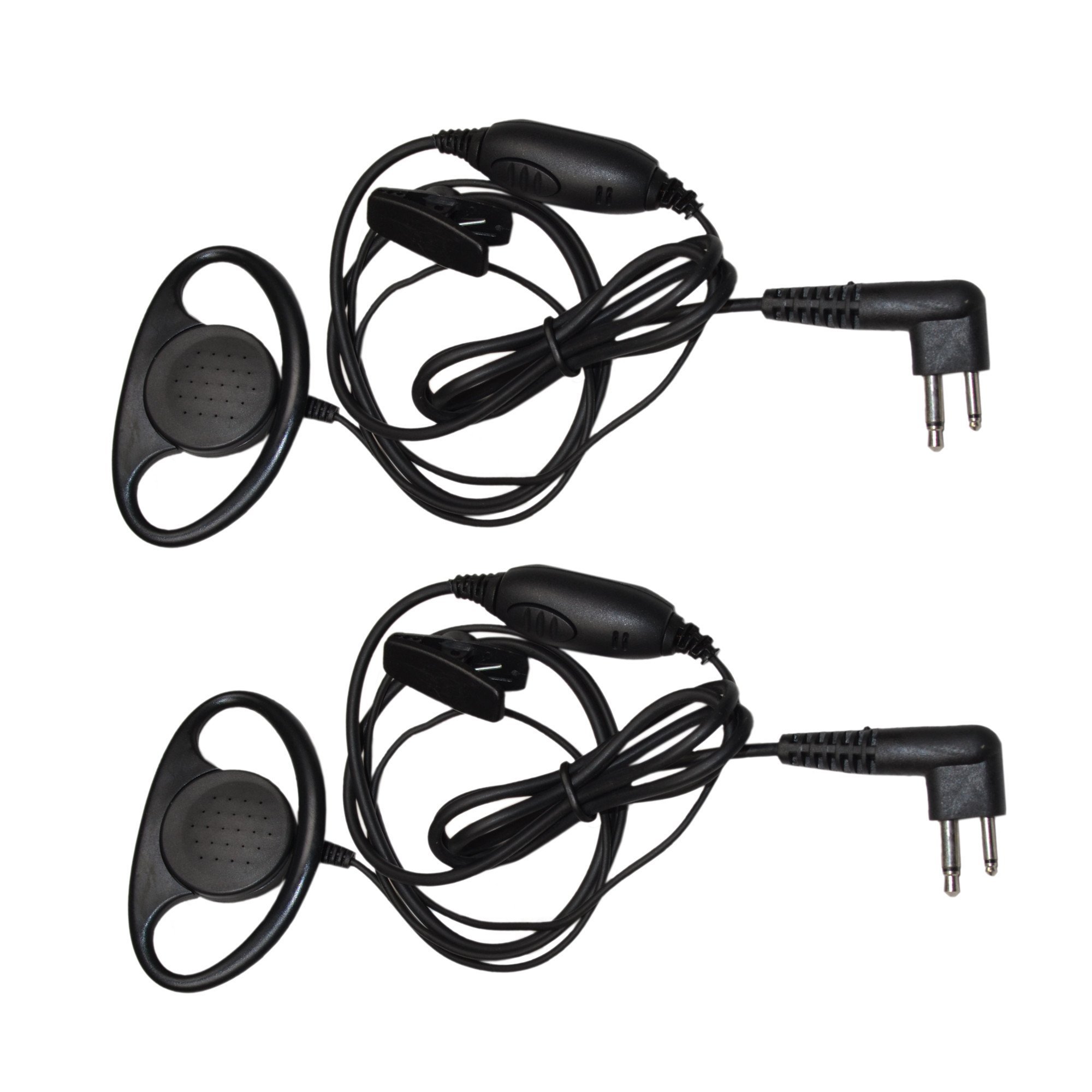 HQRP 2-Pack D-Shape Earpiece Headset with PTT Mic - Compatible with Motorola MV21CV, MV22, MV22CV, MV24CVS, SU220 Sun Meter - Ideal for Security, Construction & Two-Way Radio Communication