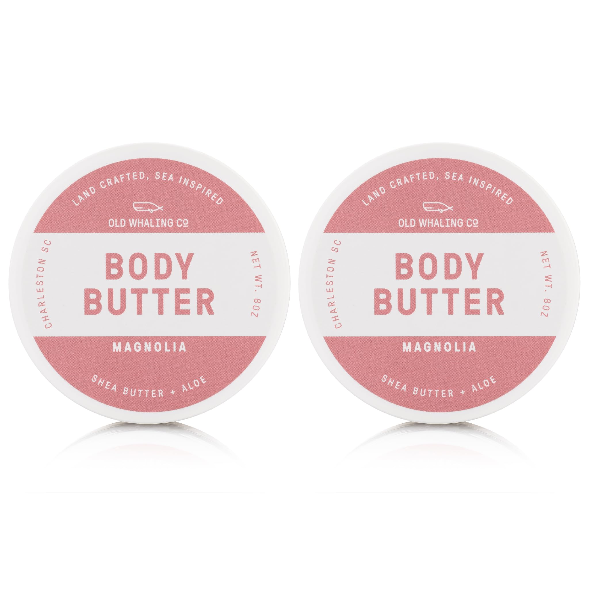 Old Whaling Co Magnolia Body Butter 2 Pack – Ultra Hydrating Shea Butter Cream with Aloe & Sunflower Oil – Magnolia Blossom & Sweet Peony Scented Moisturizer – 8 oz Jars (Set of 2) – Perfect for Dry Skin Care & Relaxing Spa Nights at Home