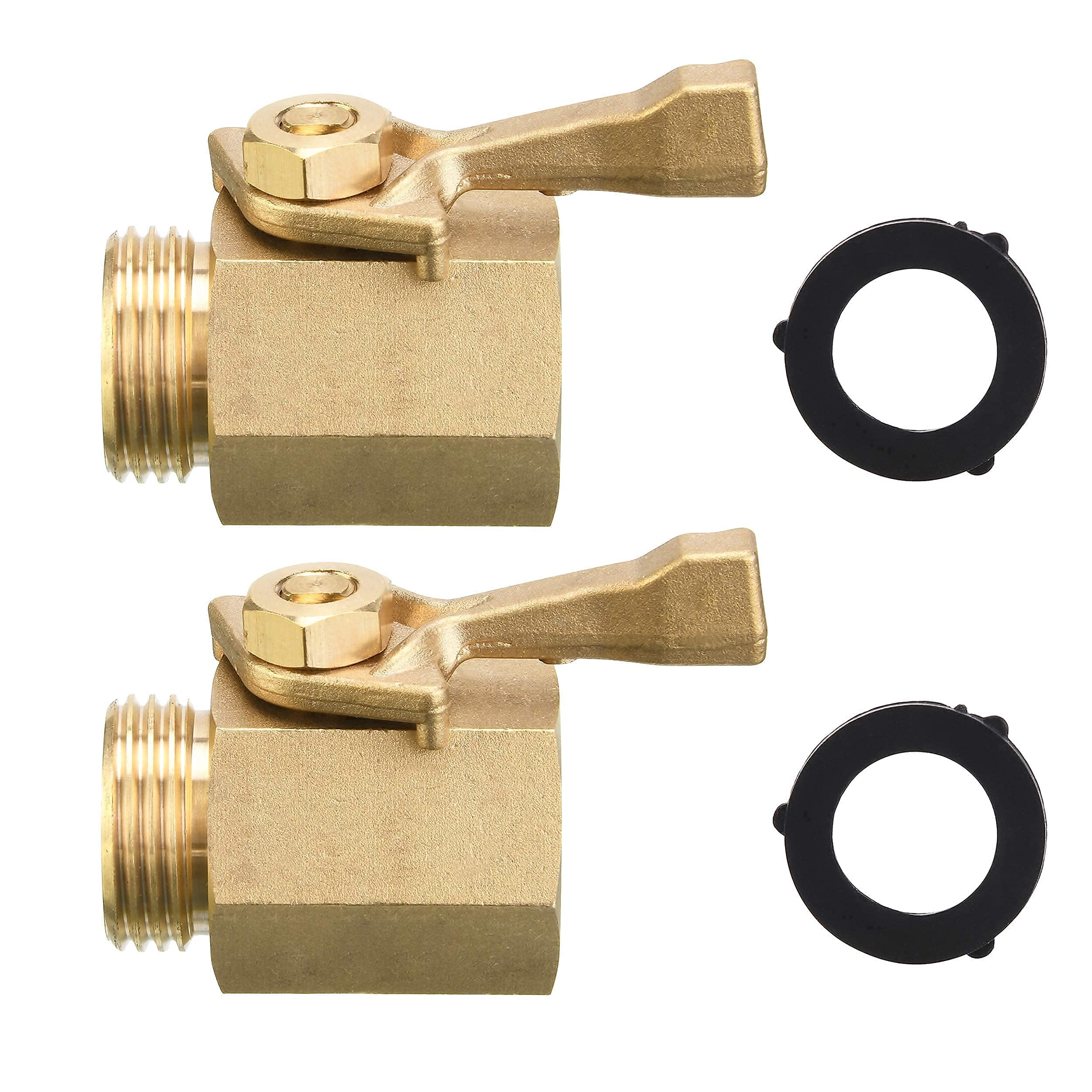 Heavy Duty Brass Garden Hose Shut Off Valve with 10 Washers - Leak-Proof Water Flow Control for Lawn, Garden & Outdoor Use