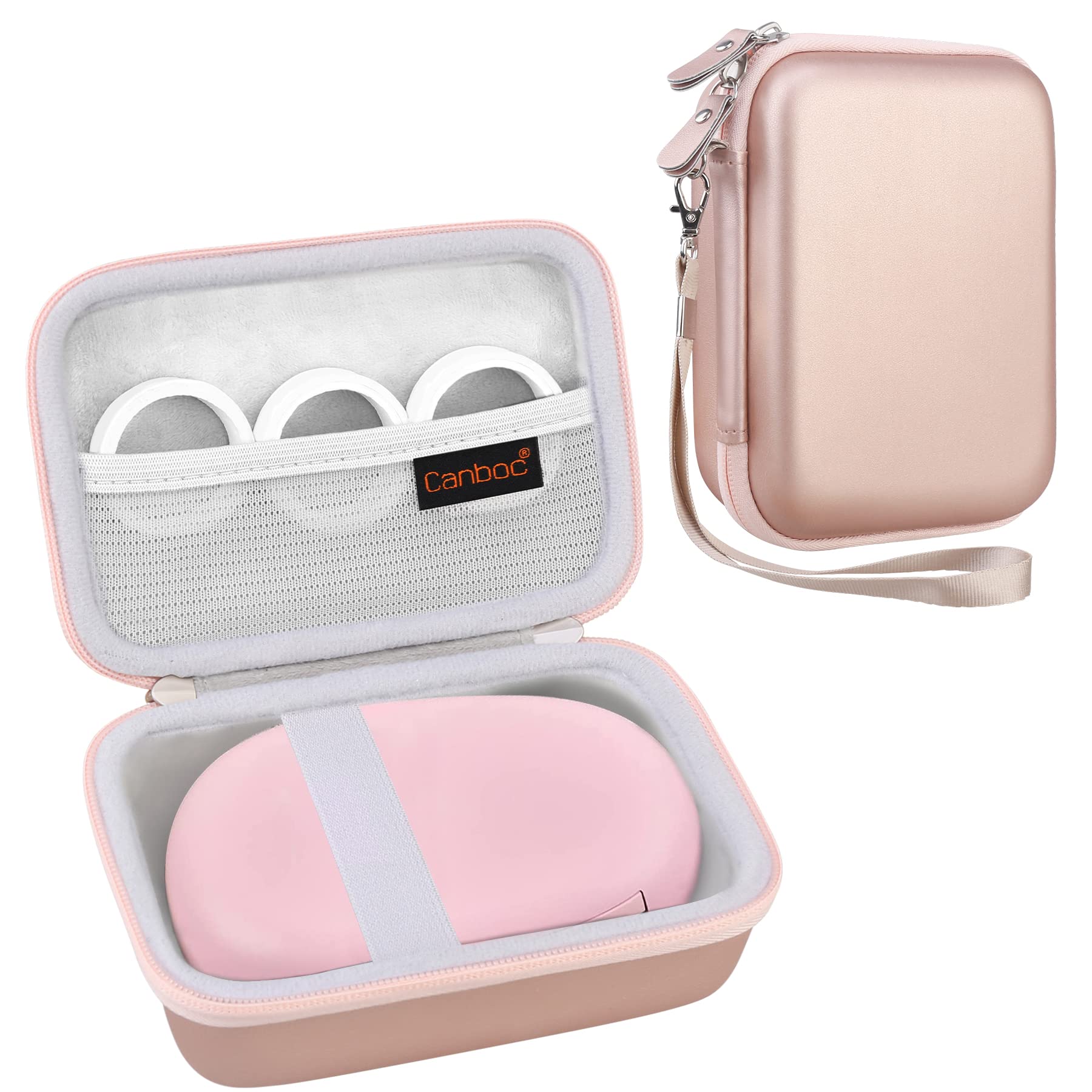 SUPVAN E10 Label Maker Case - Rose Gold & Monochrome Protective Cover | Durable Storage Organizer for Office, Home, or Craft Room Organization