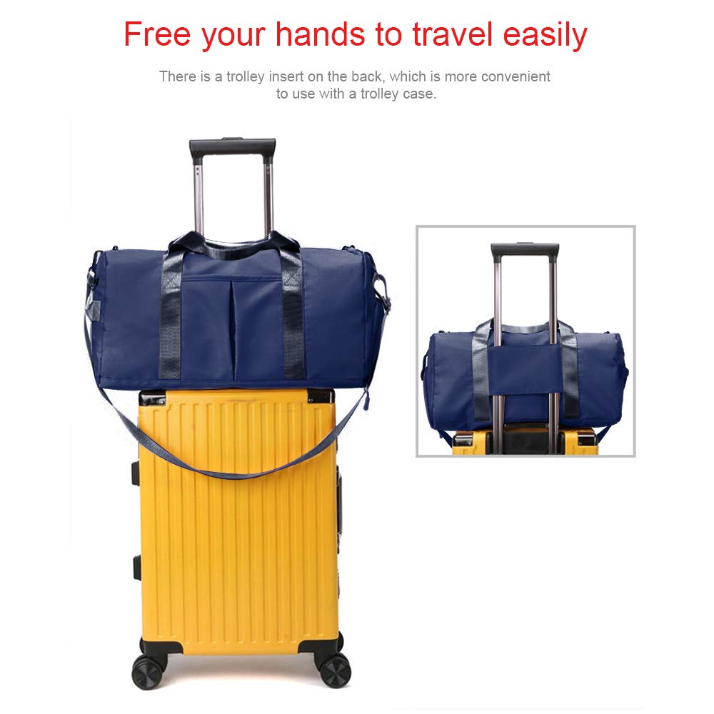 Waterproof Sports Gym Bag with Shoe Compartment & Wet Pocket - 29L Duffle Travel Bag for Men & Women (Blue) - Perfect for Gym, Travel & Sports Activities