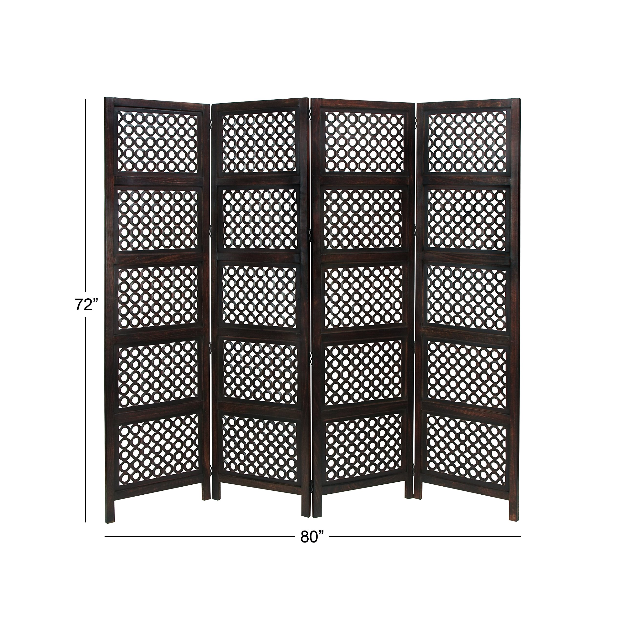 Handmade Wooden Floral Room Divider Screen - Large Brown Partition Wall Decor for Living Room, Bedroom, Office | Home & Office Privacy Screen, Decorative Room Separator