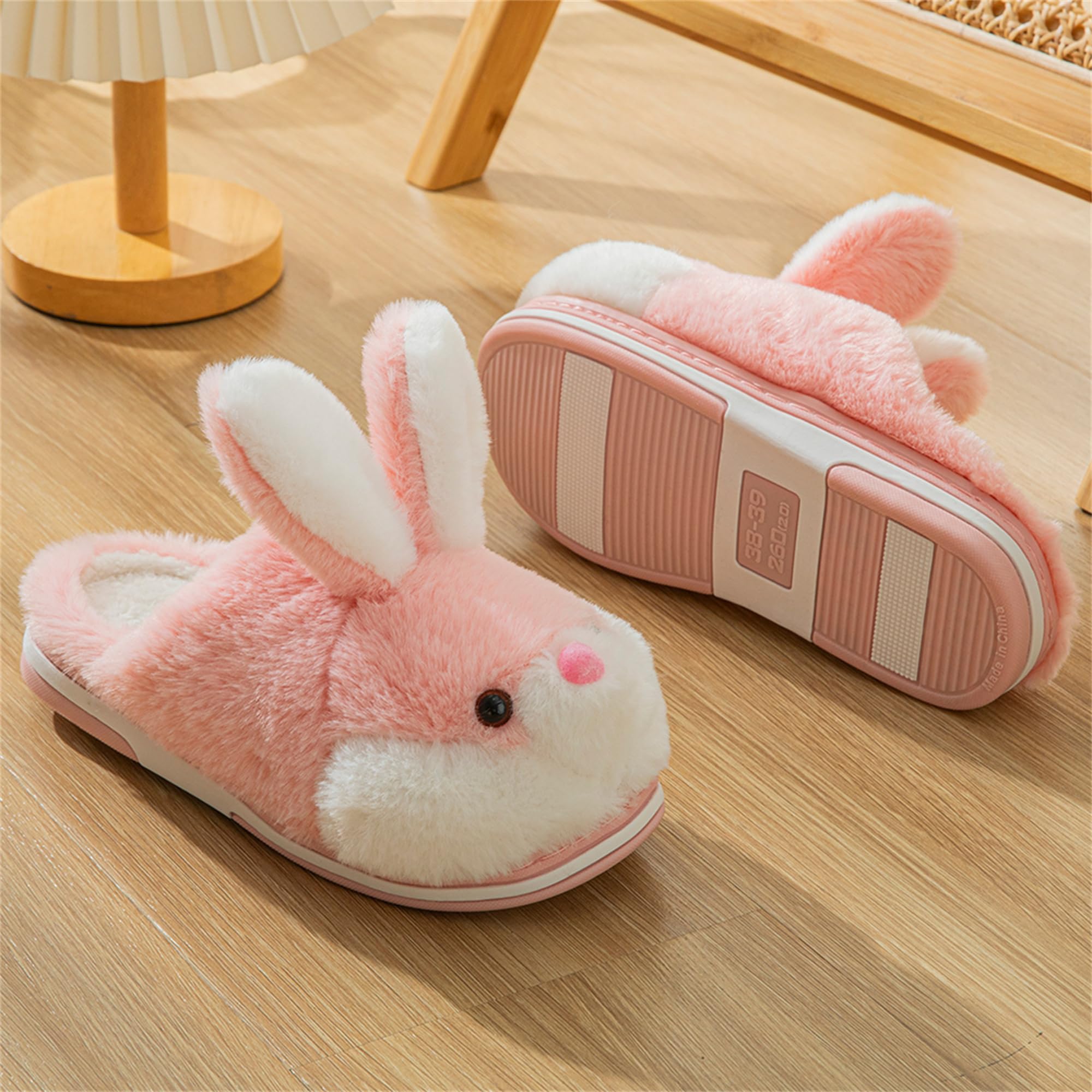 LANFIRE Women's Fuzzy Rabbit Slippers - Cozy Plush Winter House Shoes for Indoor Comfort, Warm & Soft Cotton Slippers for Women - Perfect for Lounging at Home, Gift for Her