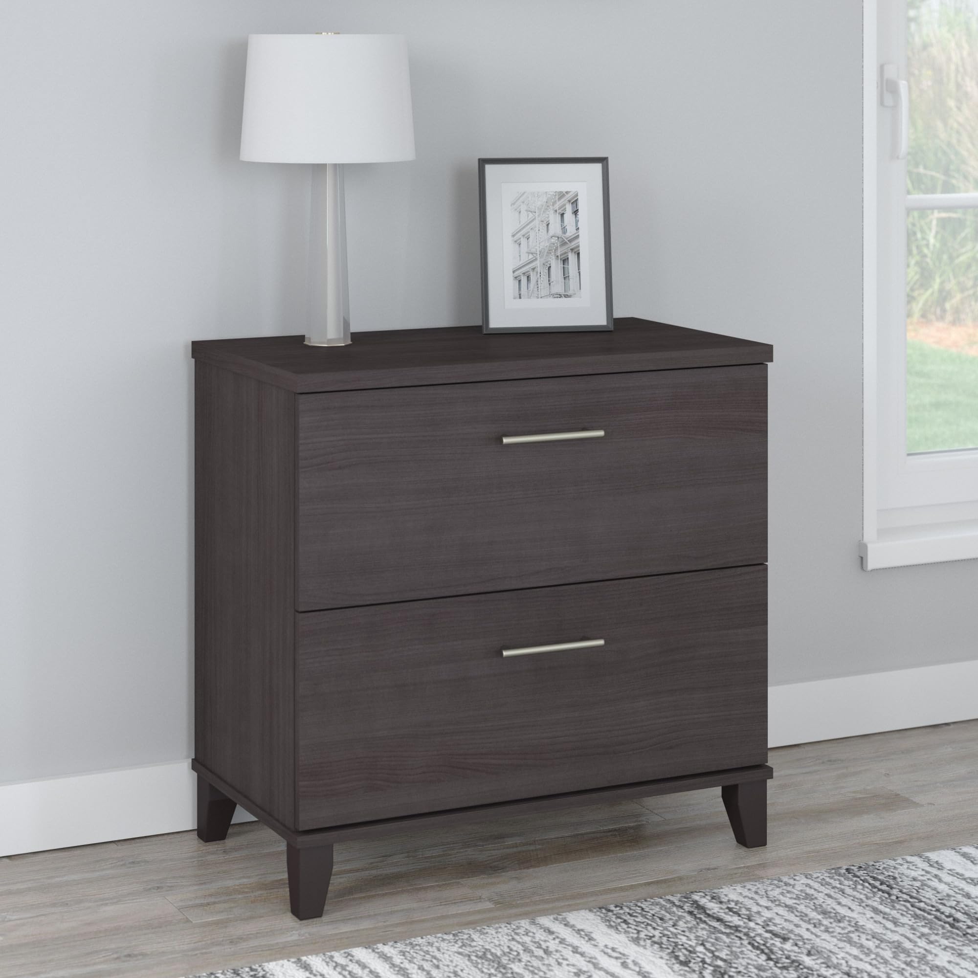 Bush Furniture Somerset 2-Drawer Lateral File Cabinet in Storm Gray - Office Storage Solution for Documents & Supplies | Perfect for Home & Business Workspaces