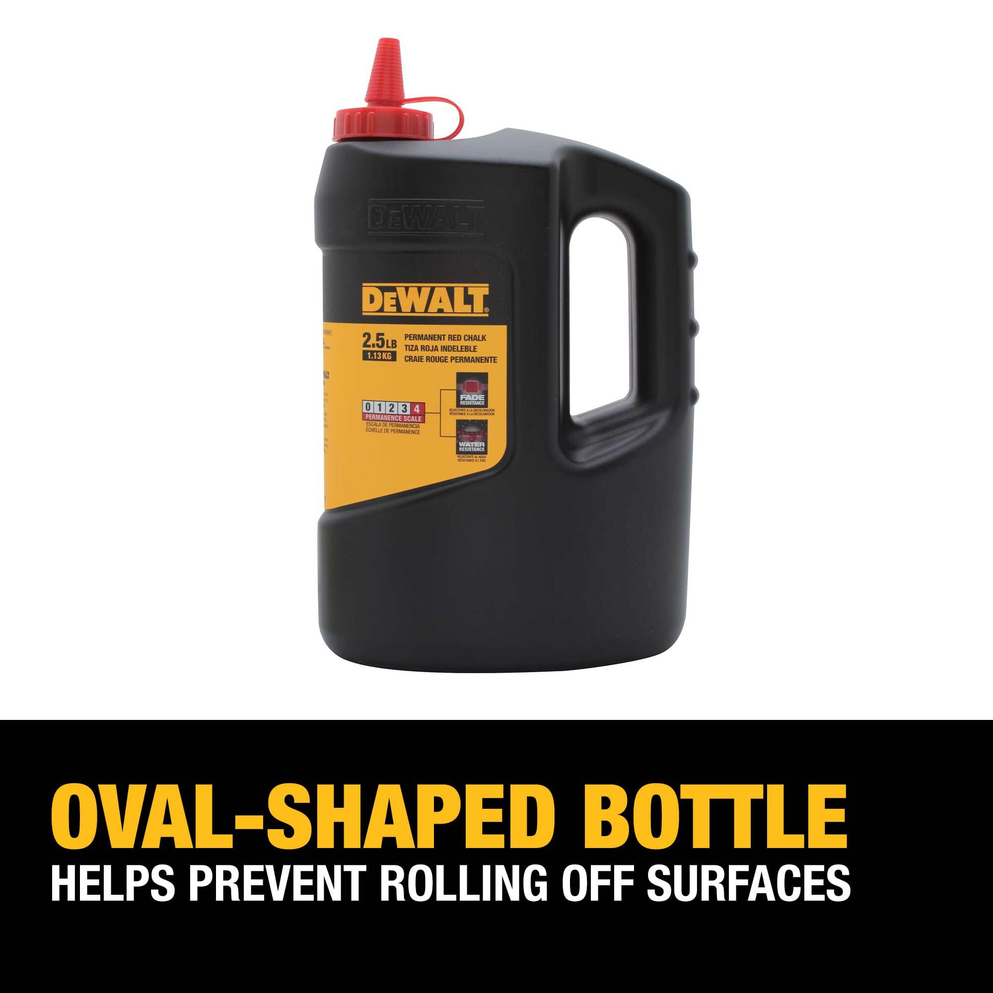 DEWALT DWHT72716 2.5 lbs Red Permanent Chalk Line Refill - High Visibility Marking for Construction, Masonry & DIY Projects