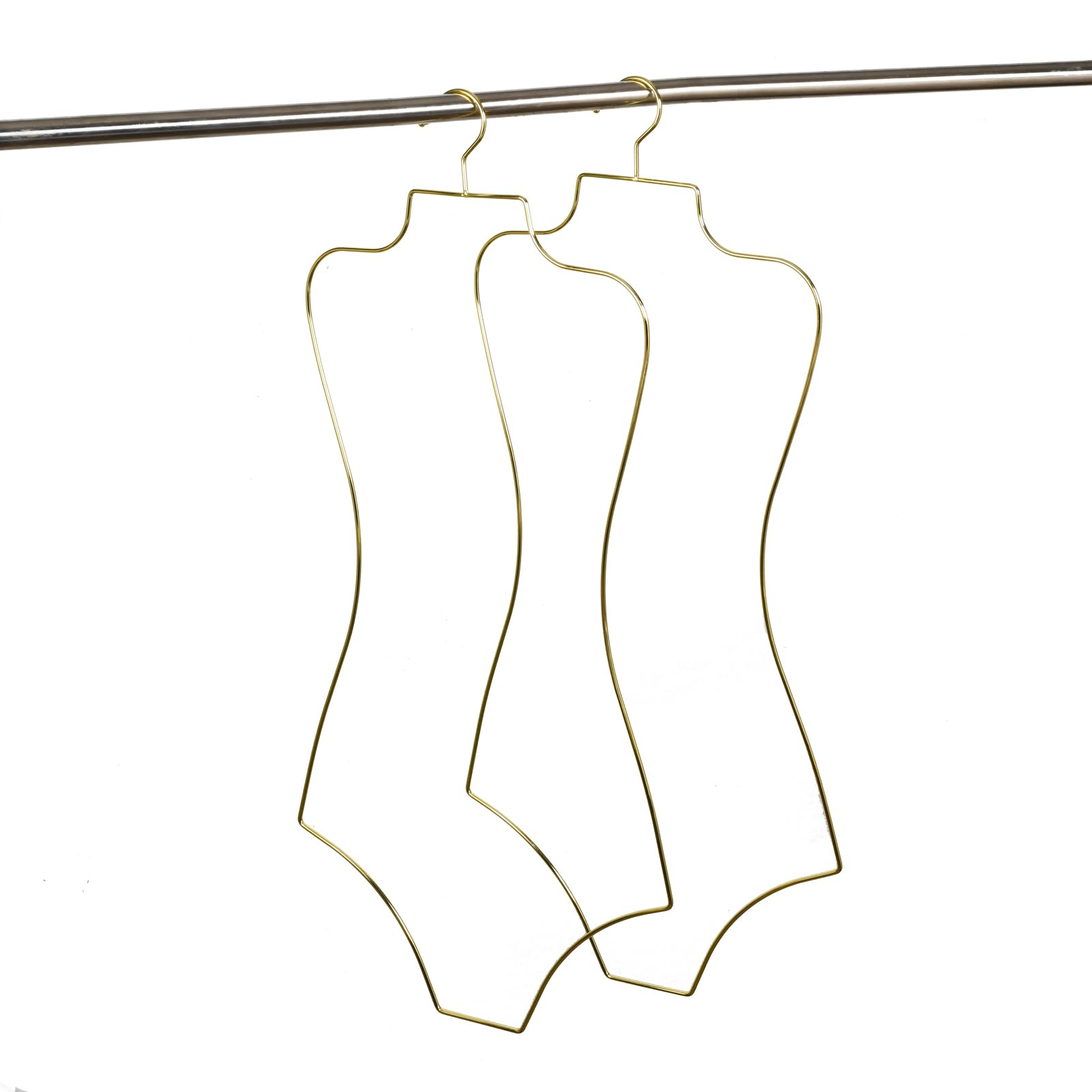 Premium Gold Wire Lingerie Hangers - 10 Pack Slim Body Shape Metal Hooks for Bikini, Swimwear & Delicate Clothing Display - Perfect for Boudoir, Retail Stores & Closet Organization