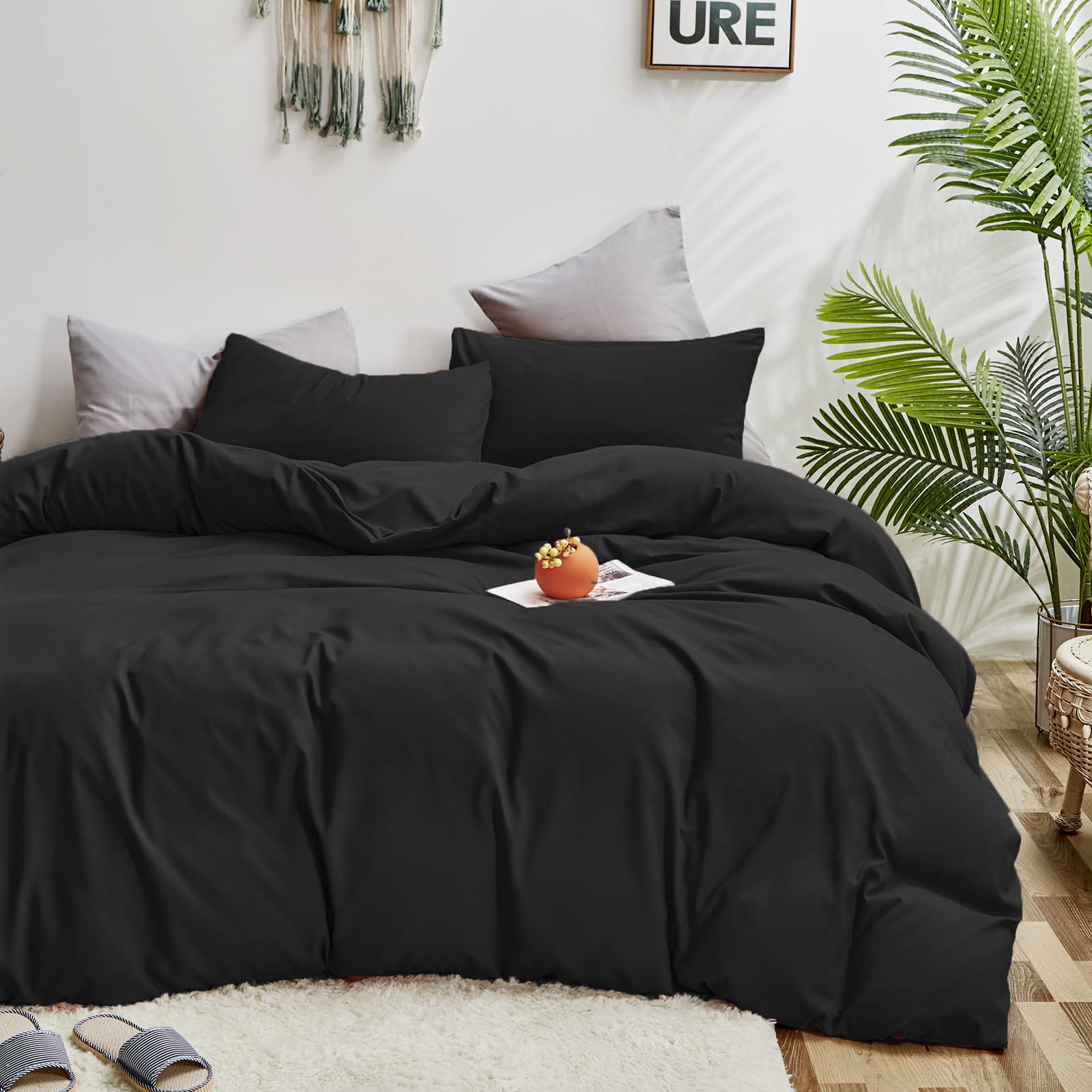 Luxlovery Black King Size Comforter Set - Ultra Soft, Breathable & Lightweight Quilted Blanket for Men & Women | Durable Bedding Set for All Seasons | Perfect for Home, Bedroom, Hotel & Guest Room