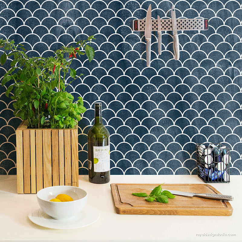 Moroccan Scallops Furniture Stencil - Reusable DIY Home Decor Template for Wood, Walls & Fabric - Perfect for Boho, Farmhouse & Coastal Style Decorating
