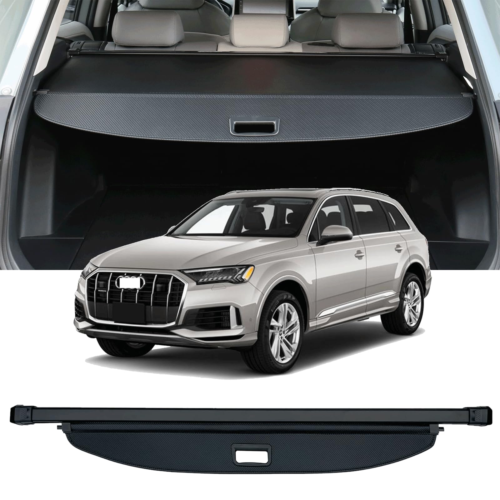 Premium Retractable Cargo Cover for 2017-2024 Audi Q7 - Trunk Security Shade & Privacy Screen - Durable Rear Trunk Protection - Perfect for Road Trips, Grocery Hauling & Valuables Protection