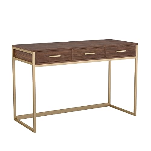 Walnut Top/Polished Brass Frame