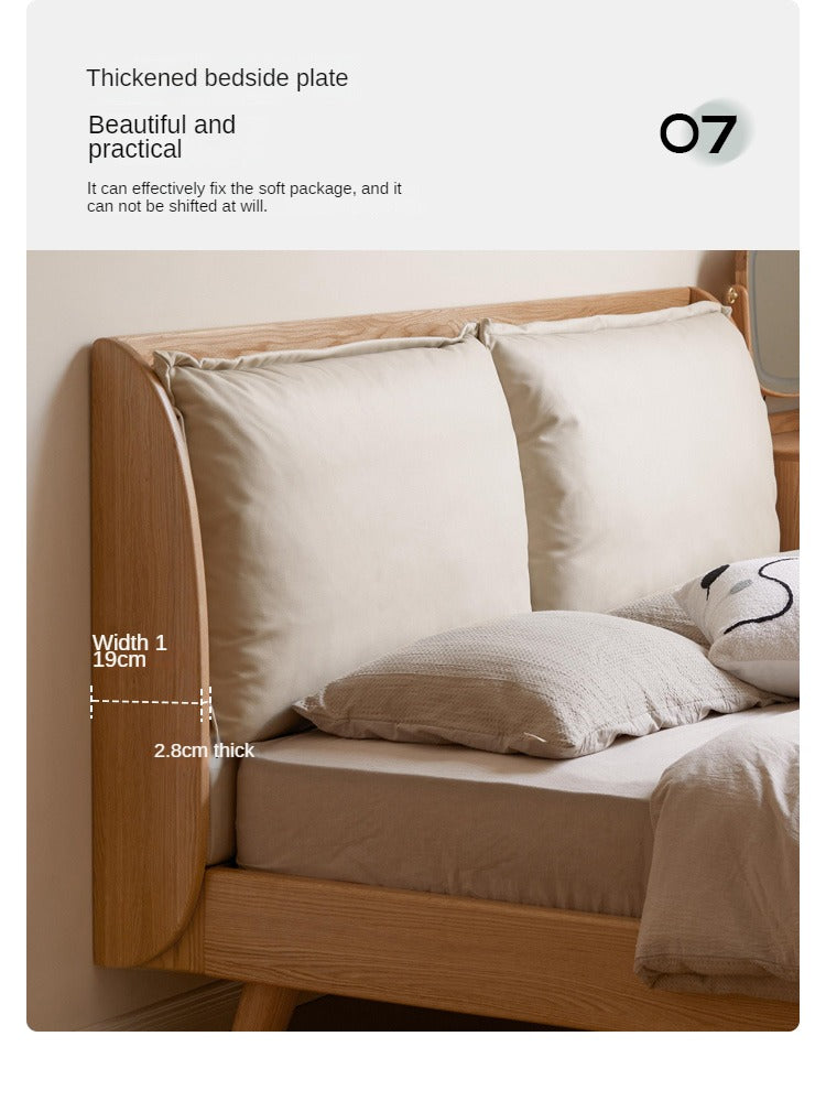 Premium Oak Solid Wood Frame with Top Grain Leather Upholstery & Technical Fabric Bed - Perfect for Modern Bedrooms, Guest Rooms & Luxury Home Decor