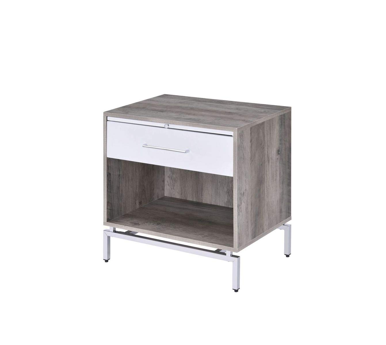**Cistus Accent Table - Weathered Gray Oak & White Coffee Table, Side Table, Console Table, End Table for Living Room & Dining Room - Perfect for Small Spaces, Home Decor, and Entertaining**