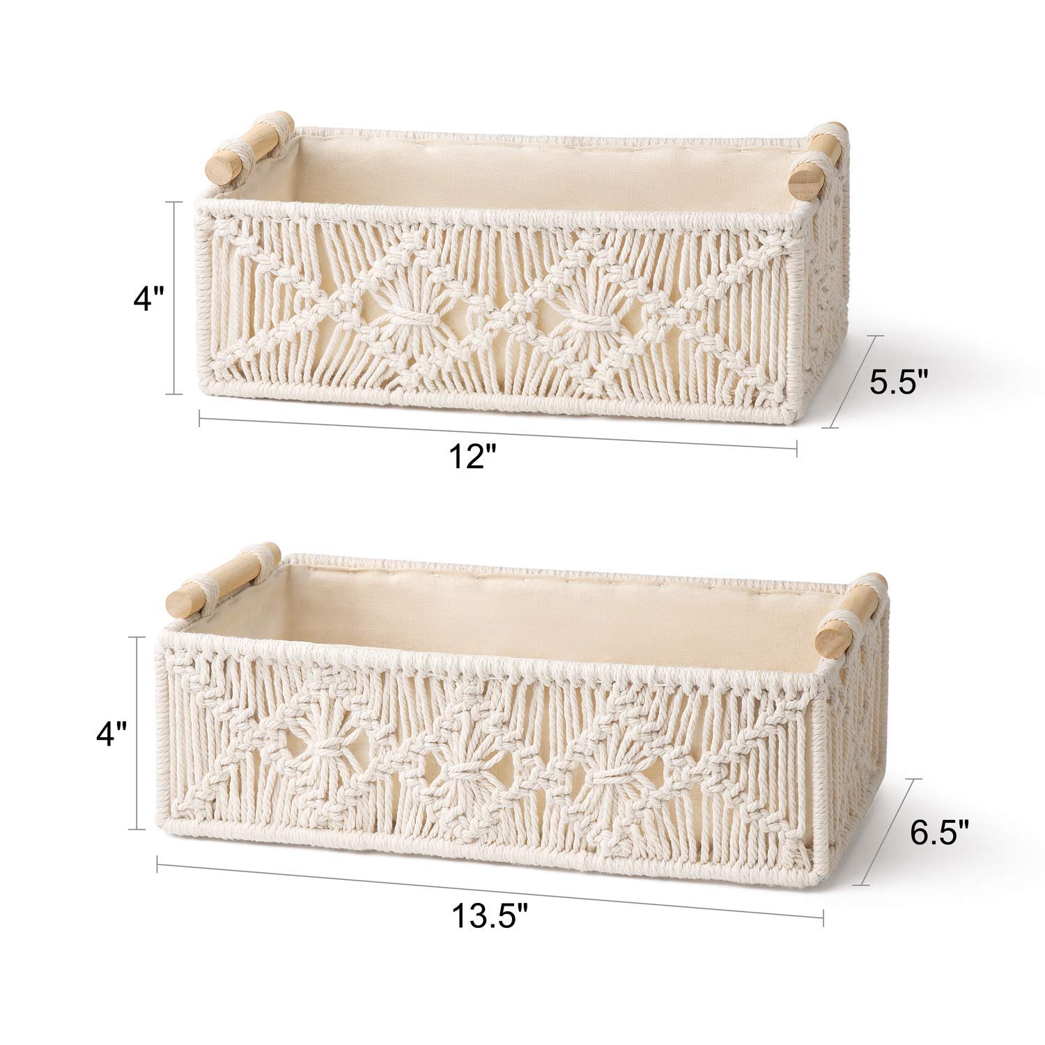 Boho Macrame Storage Basket & Tissue Box Cover - Handwoven Square Paper Holder with Beads | Home Decor, Bathroom & Bedroom Organization